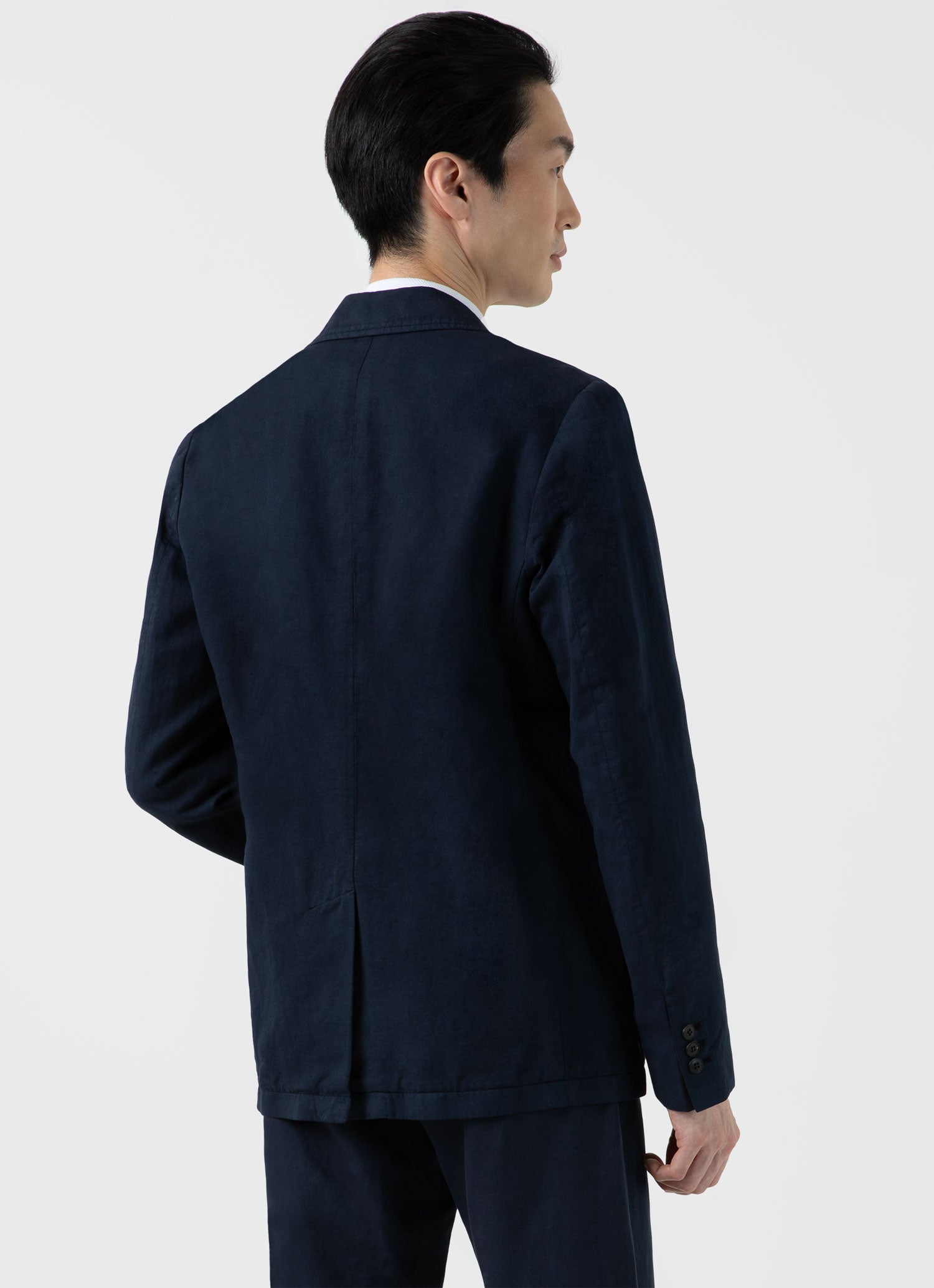 Men's Cotton Linen Unstructured Blazer in Navy | Sunspel