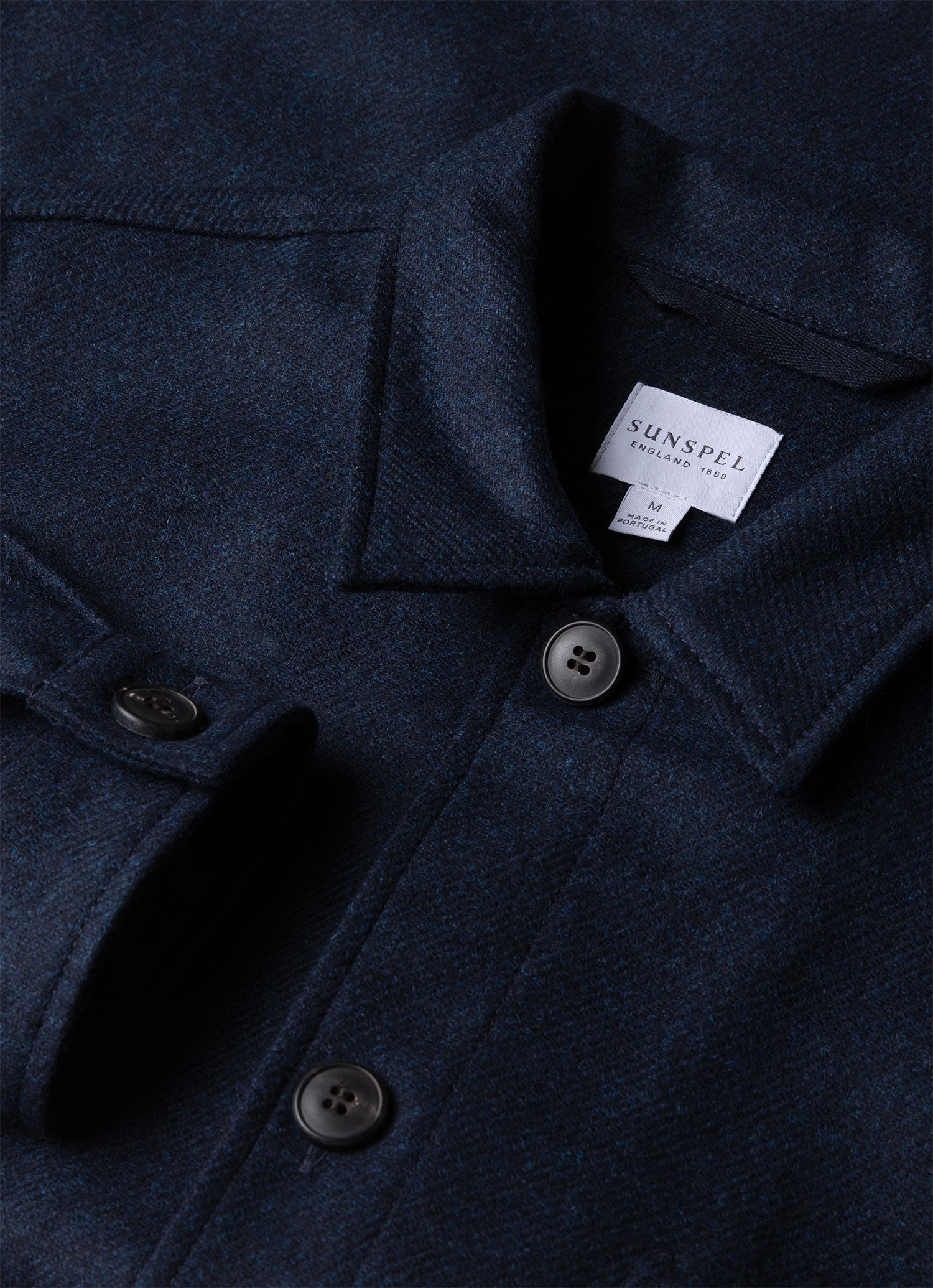 Men's Wool Twin Pocket Jacket in Light Navy Melange | Sunspel