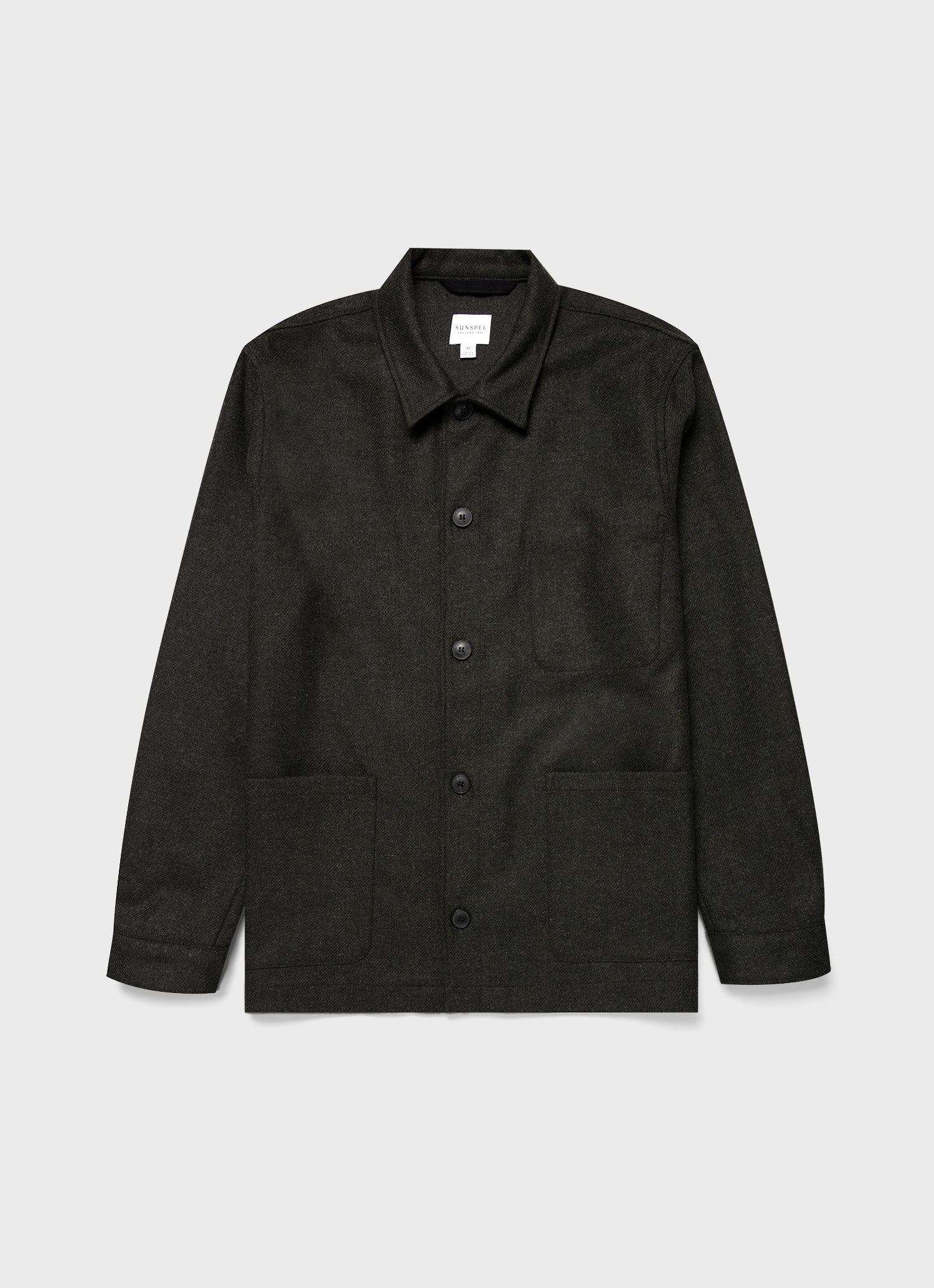 Men's Wool Twin Pocket Jacket in Drill Green | Sunspel