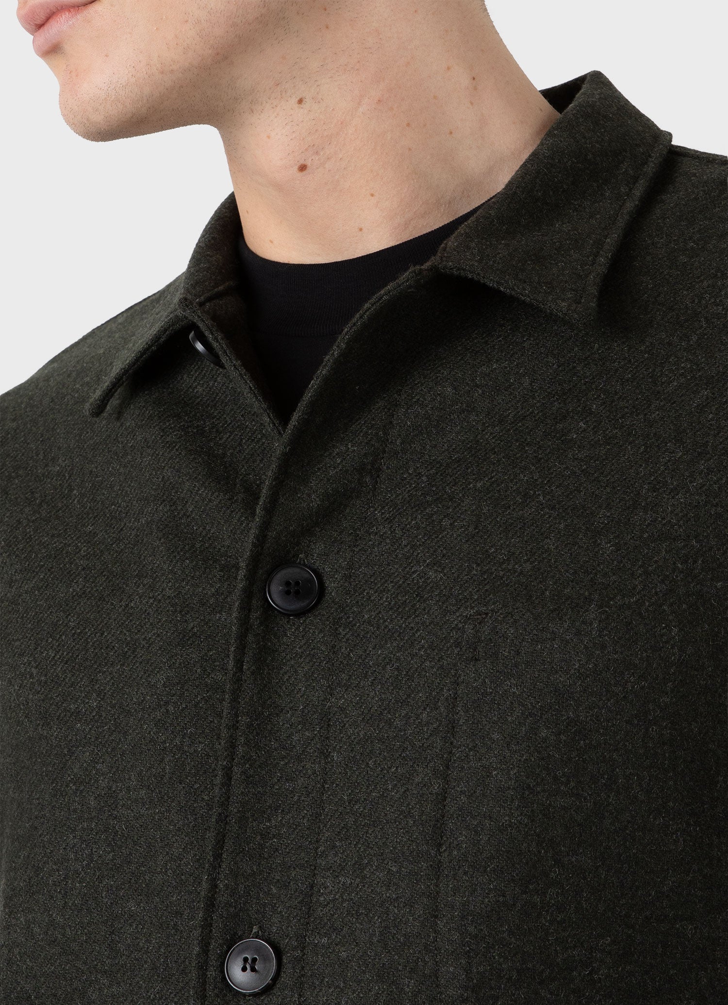 Men's Wool Twin Pocket Jacket in Drill Green | Sunspel