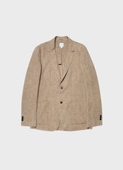 Men's Linen Blazer in Light Sand Puppytooth