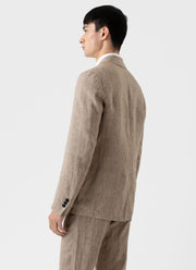 Men's Linen Blazer in Light Sand Puppytooth