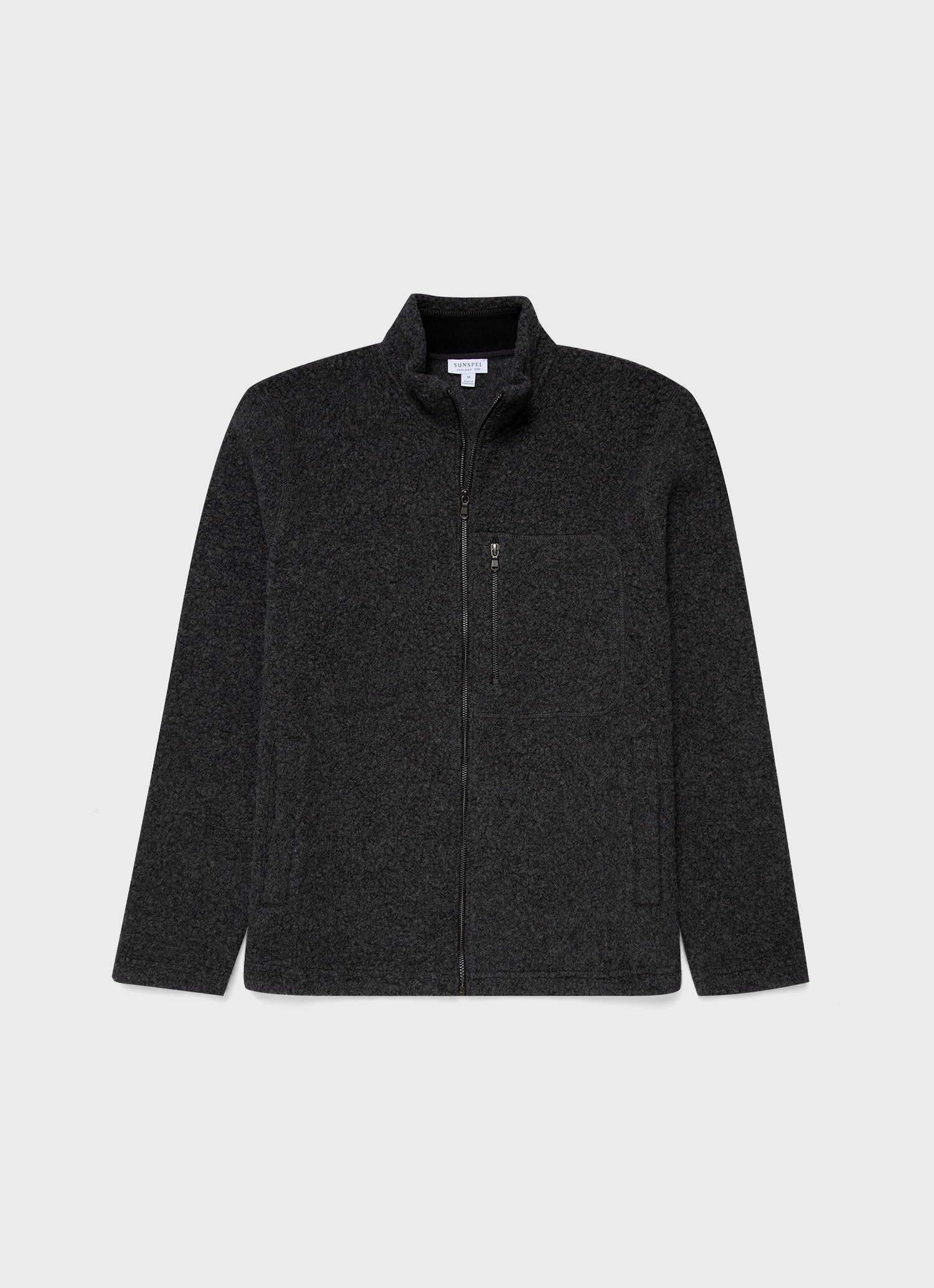 Men's Wool Fleece Jacket in Charcoal Melange | Sunspel