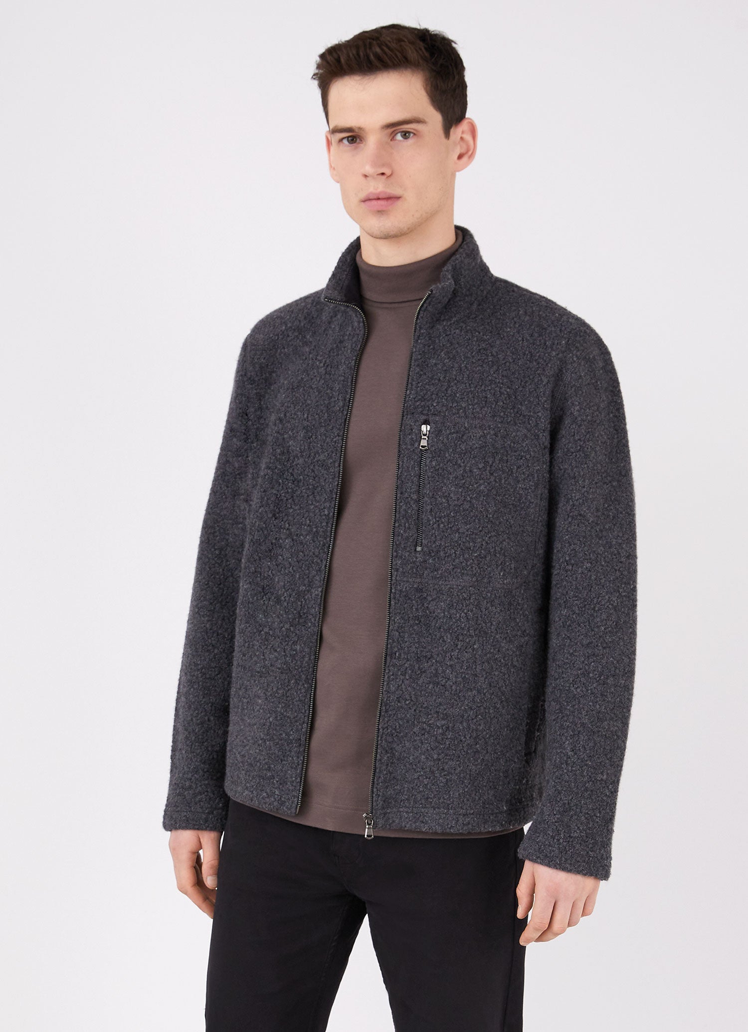 Men's Wool Fleece Jacket in Charcoal Melange