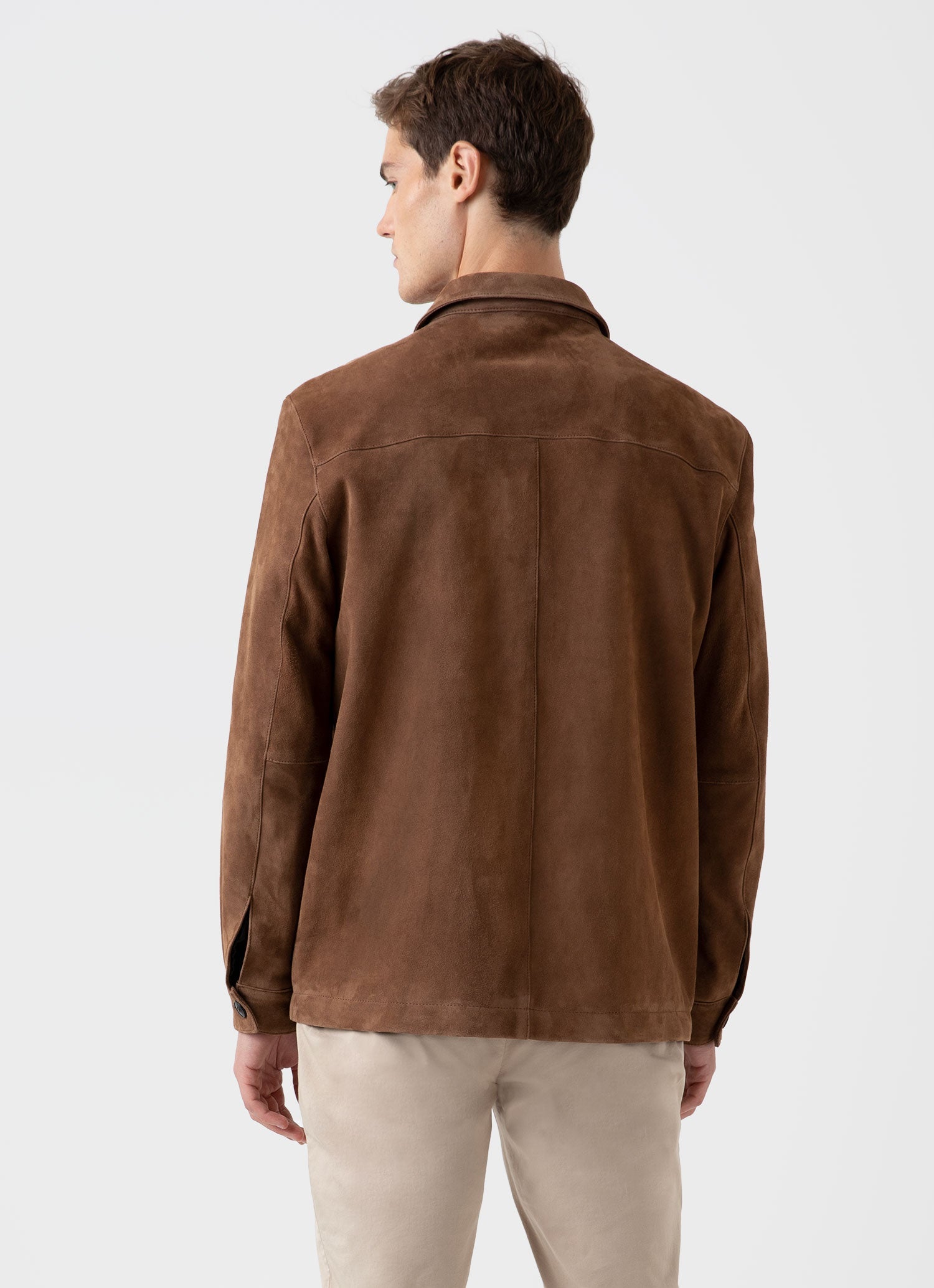 Men's Suede Twin Pocket Jacket in Light Brown