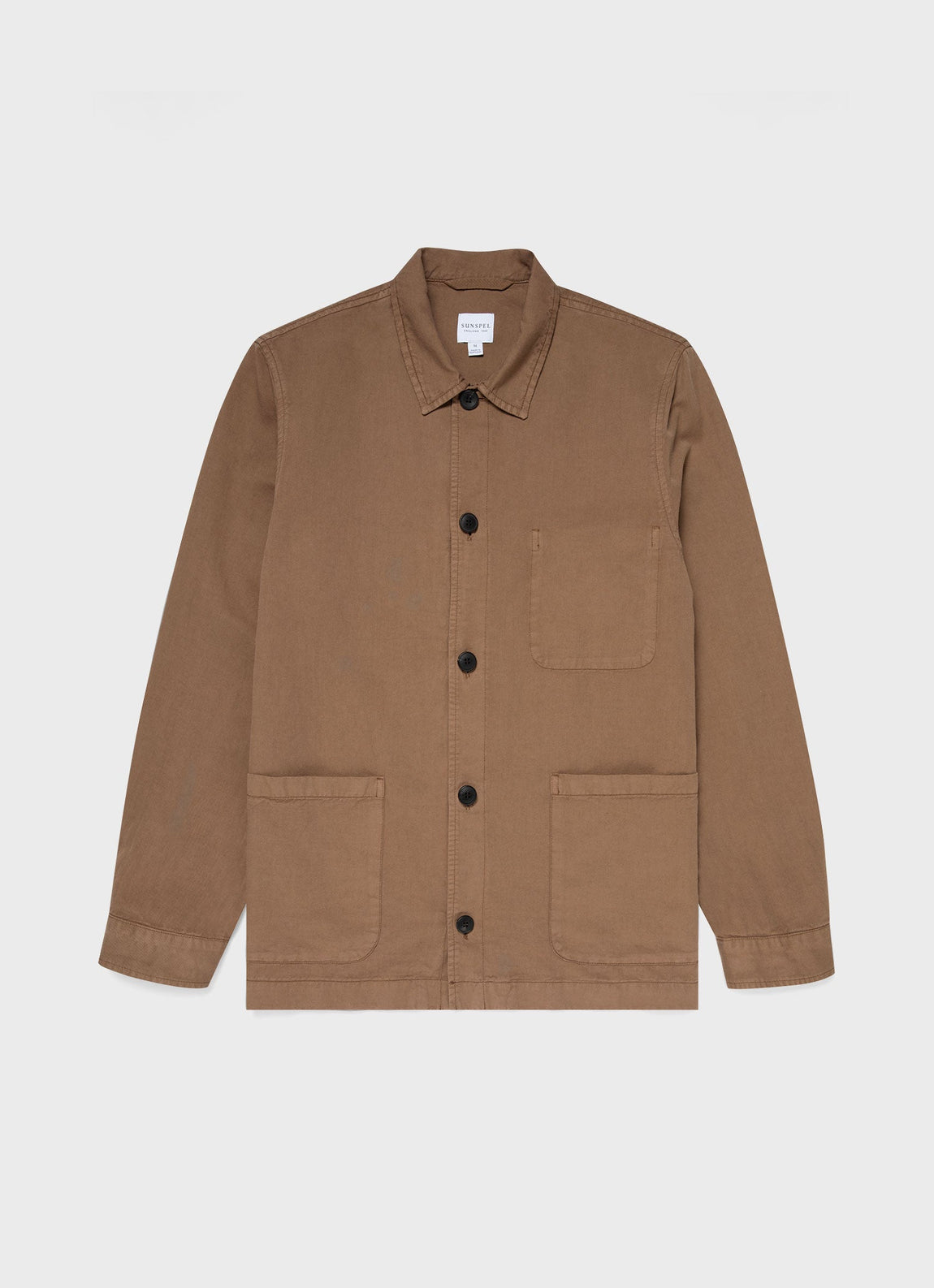 Men's Cotton Linen Twin Pocket Jacket in Dark Tan