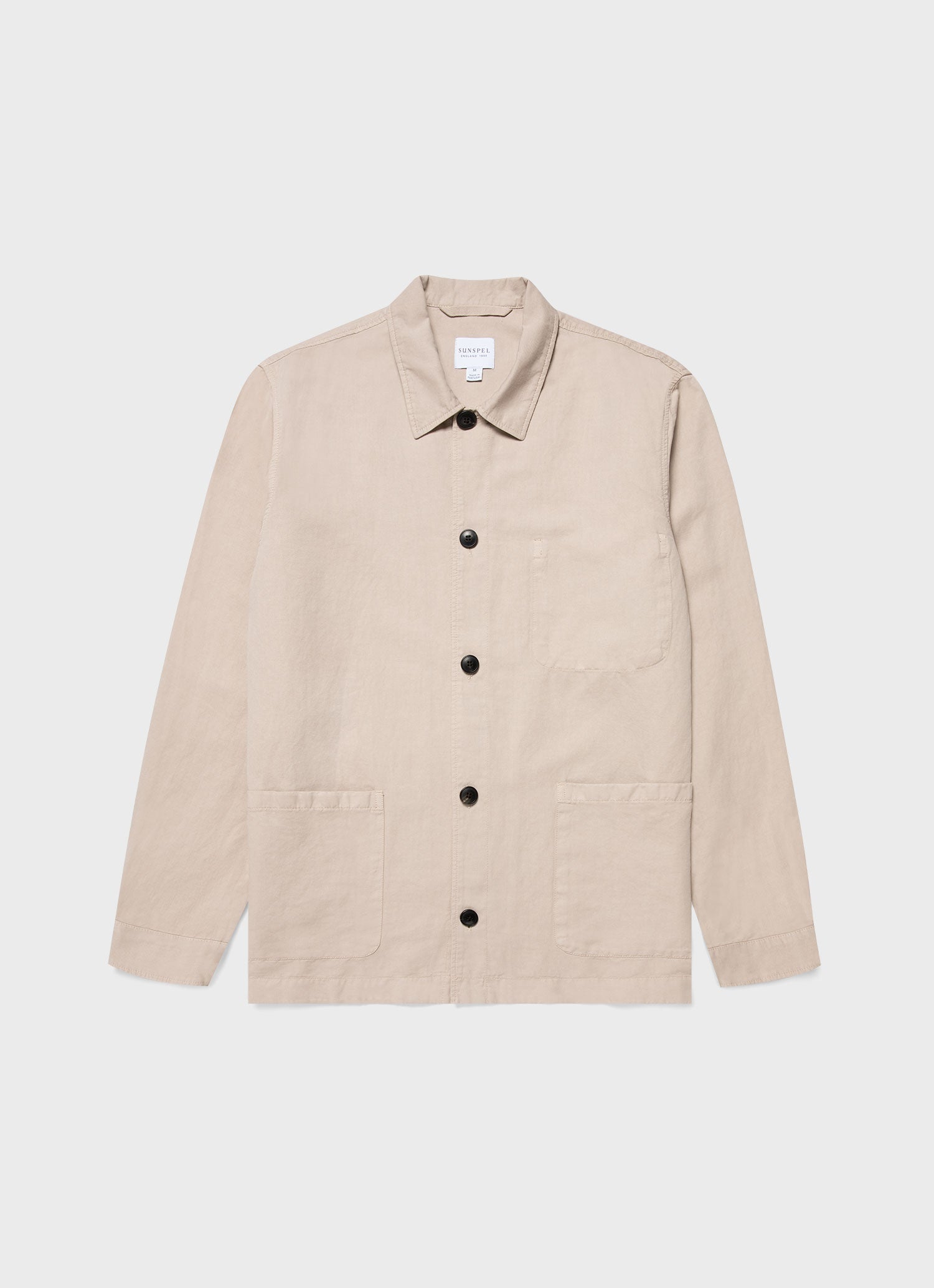 Men's Cotton Linen Twin Pocket Jacket in Light Sand