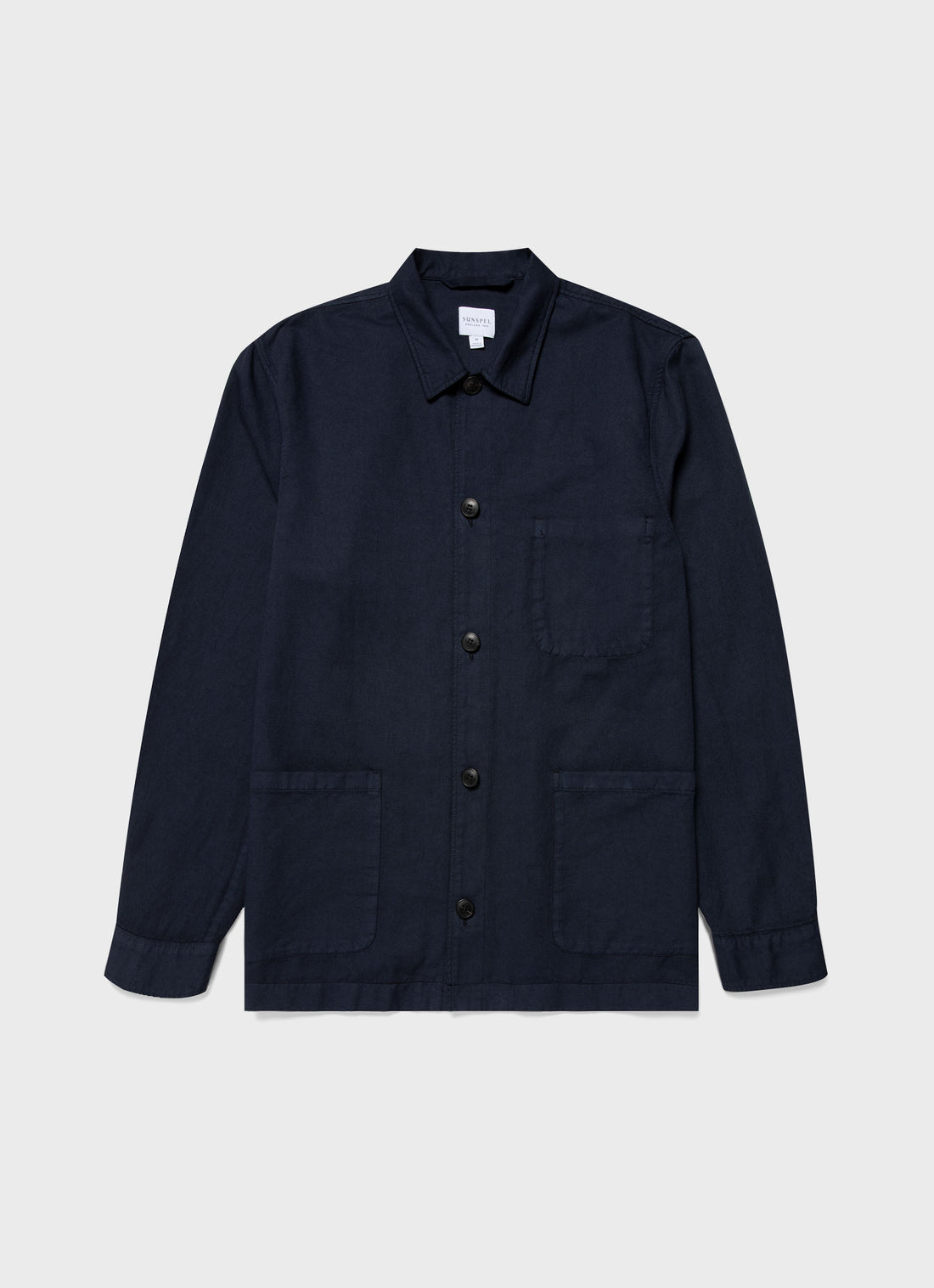 Men's Cotton Linen Twin Pocket Jacket in Navy