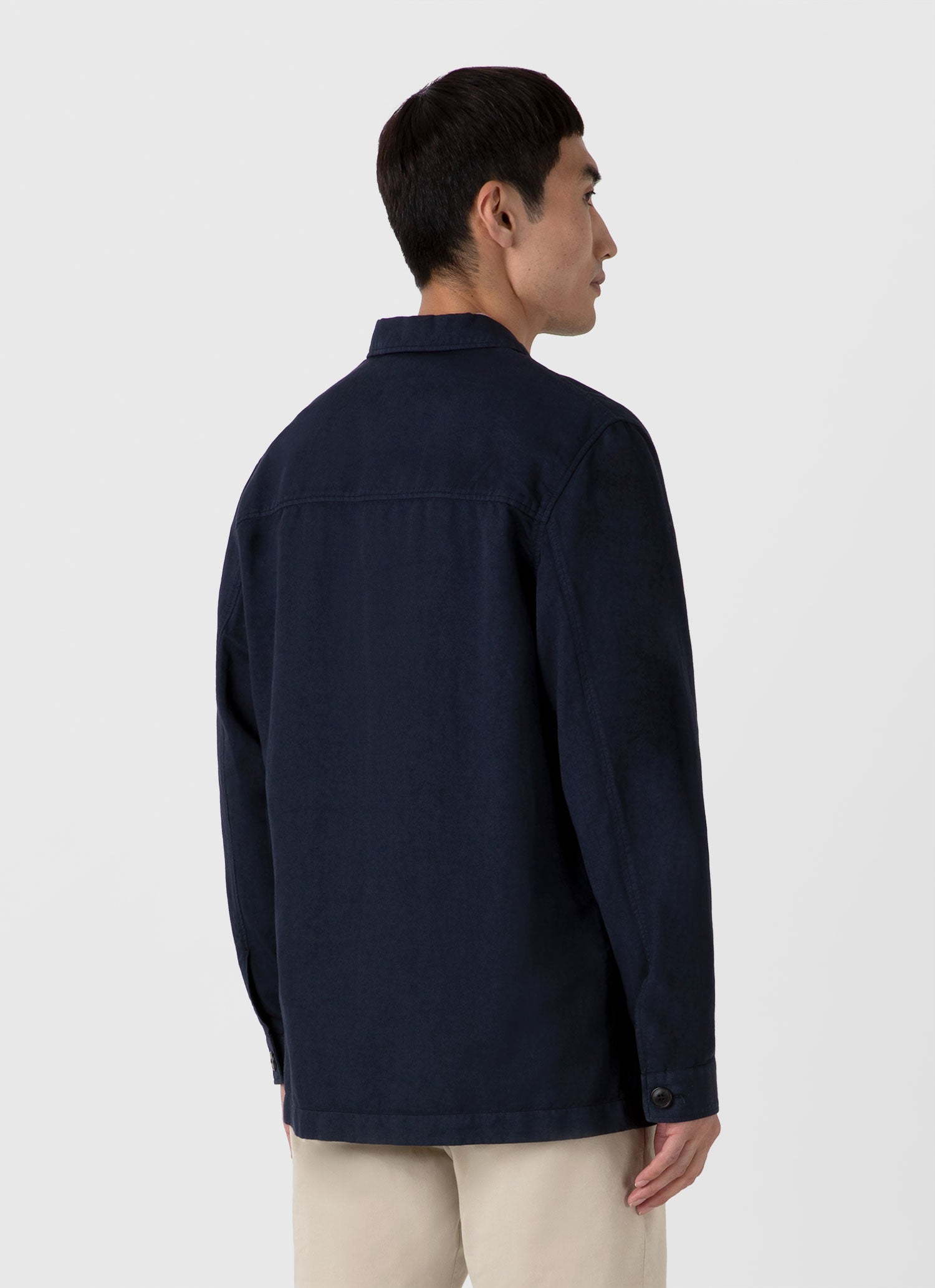 Men's Cotton Linen Twin Pocket Jacket in Navy