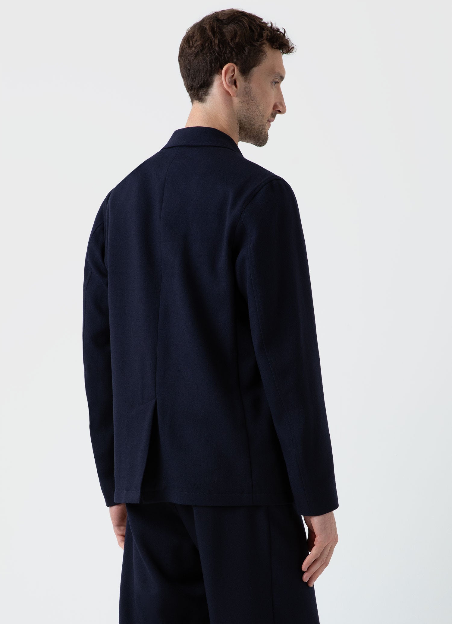 Men's Wool Twill Blazer in Dark Navy | Sunspel