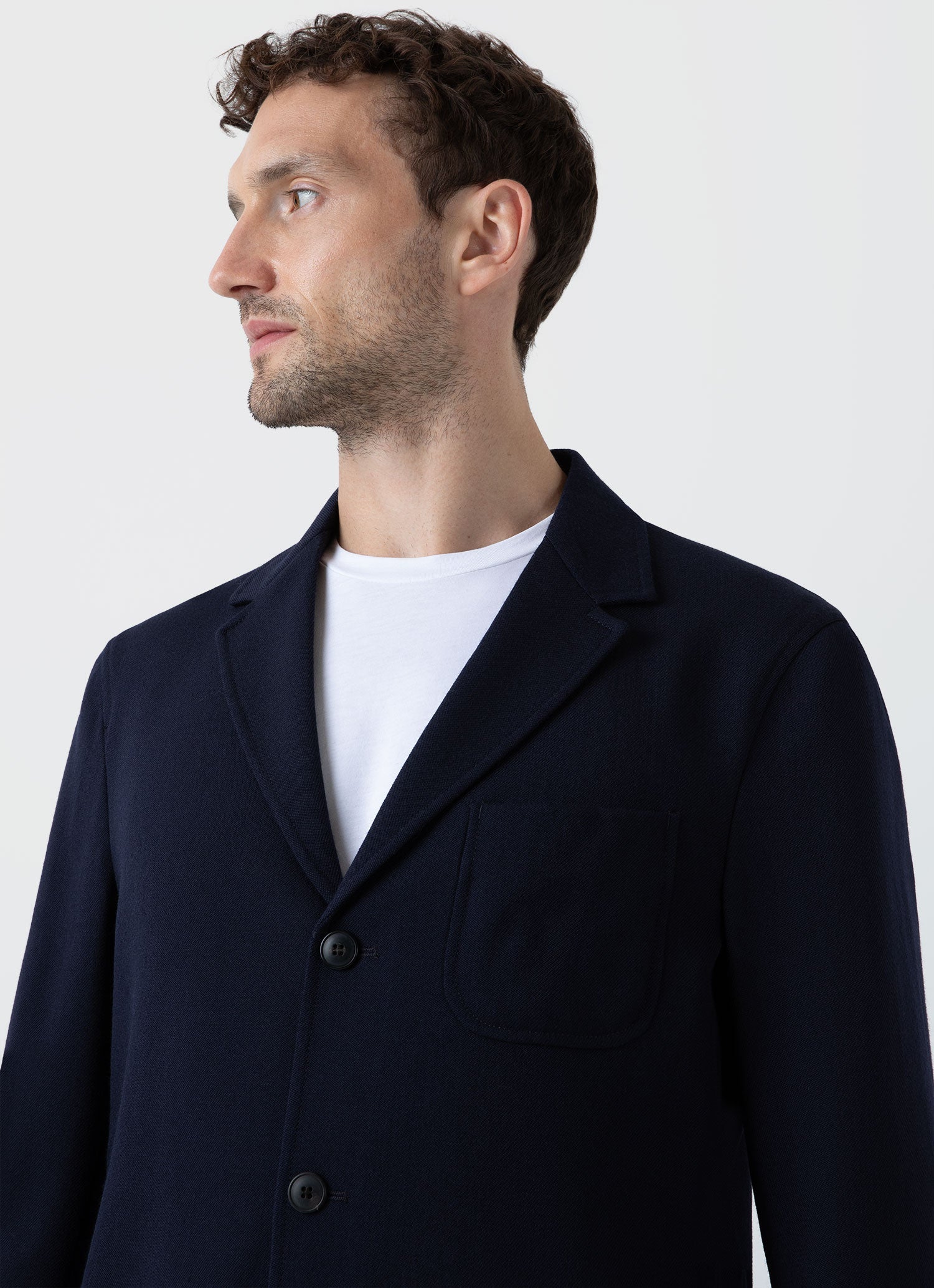 Men's Wool Twill Blazer in Dark Navy | Sunspel