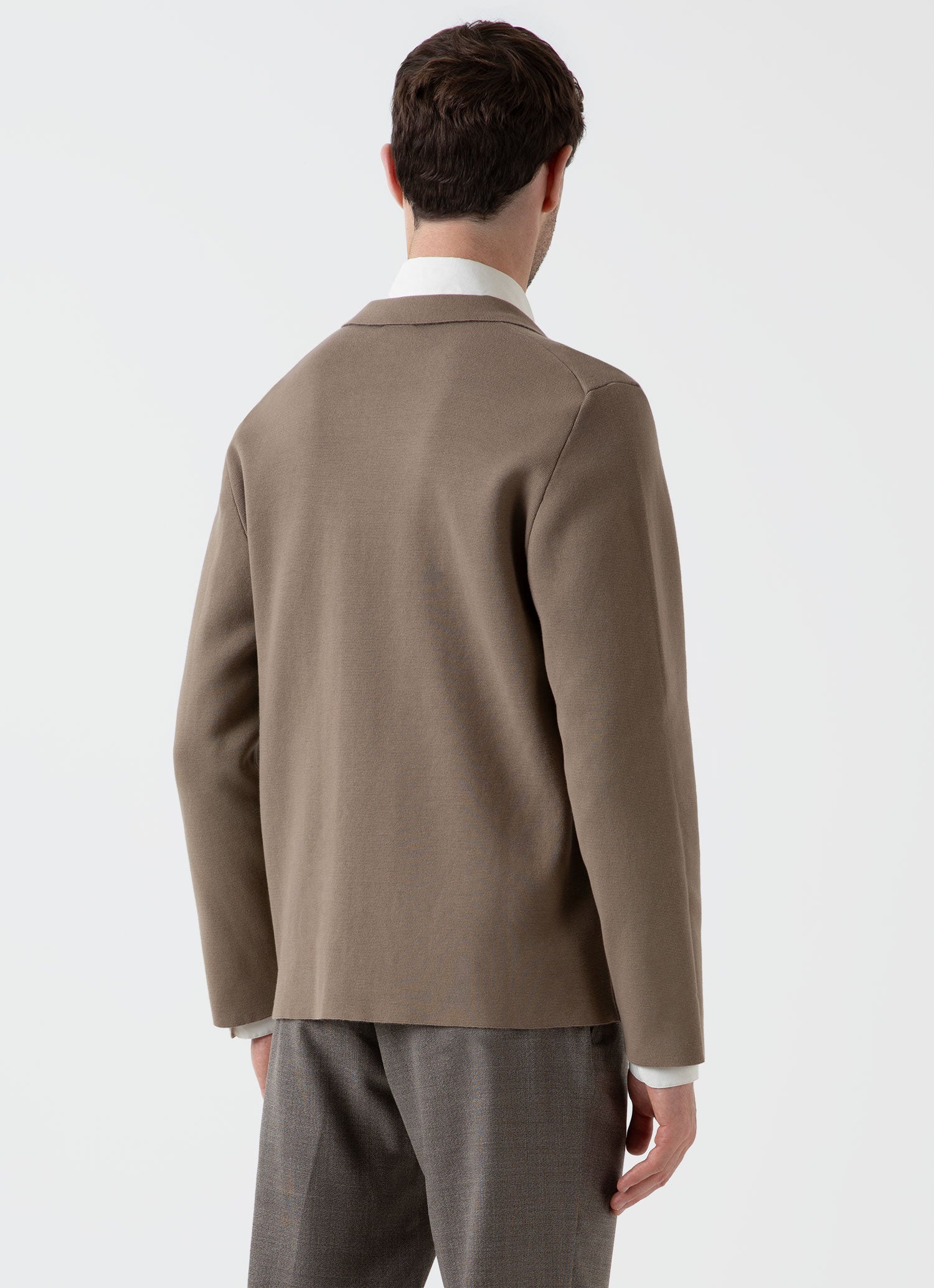 Men's Milano Knit Jacket in Dark Stone | Sunspel