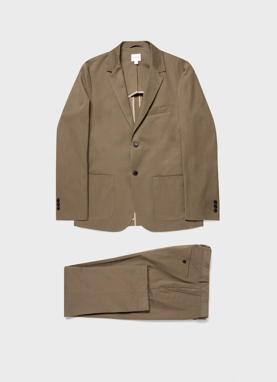 Men's Brushed Cotton Wool Two-Piece Suit in Sandstone