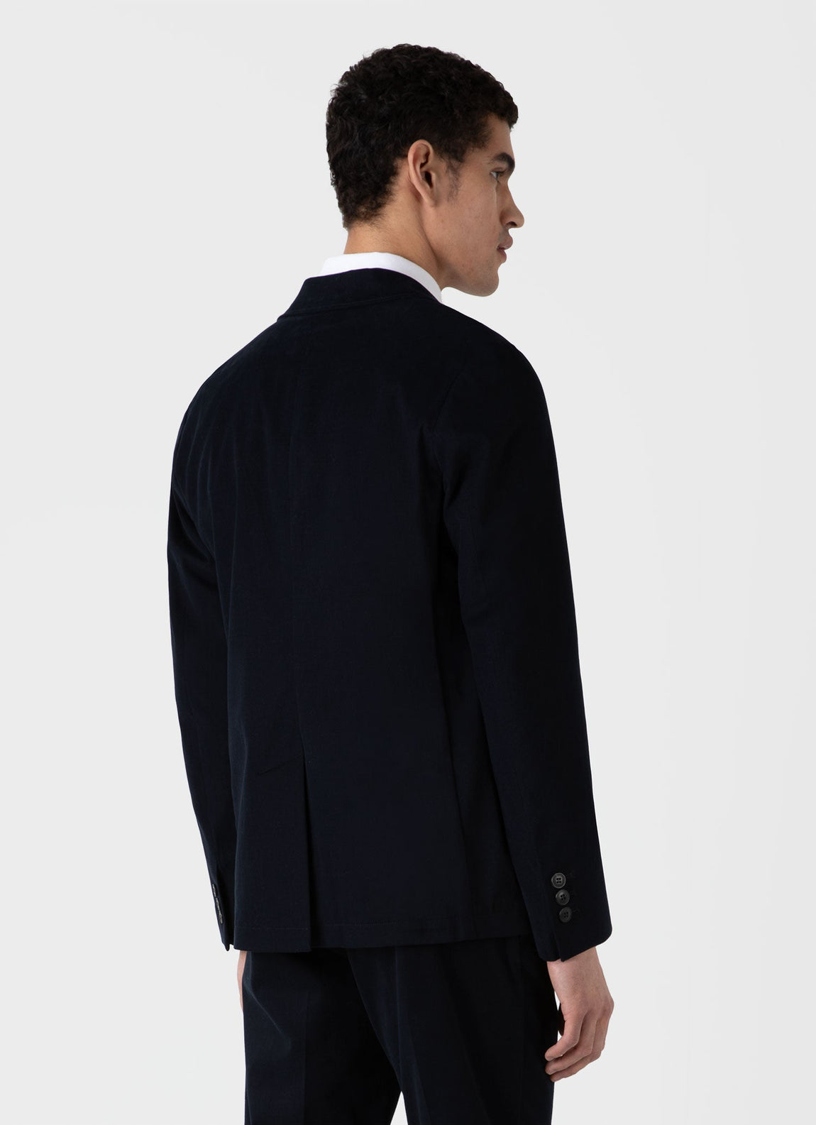 Men's Brushed Cotton Wool Blazer in Navy