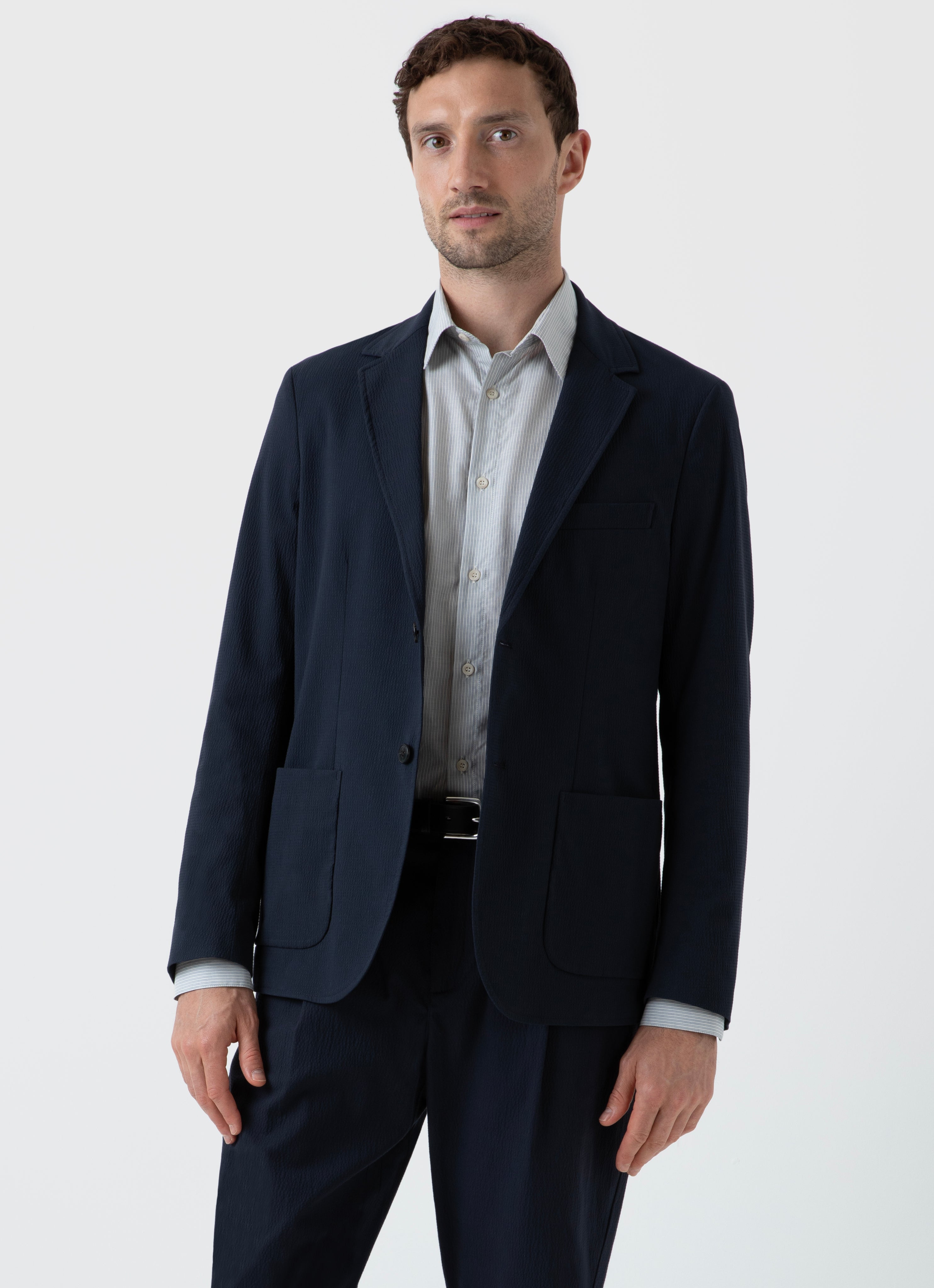 Navy discount seersucker blazer