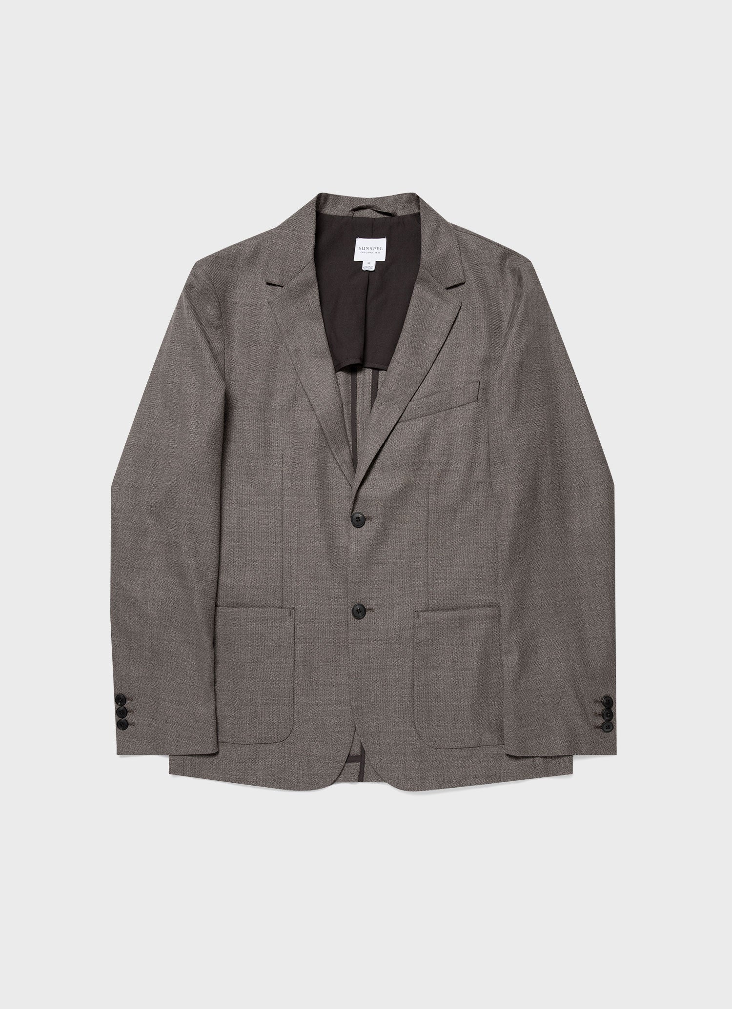 Men's Travel Wool Blazer in Dark Stone Melange | Sunspel