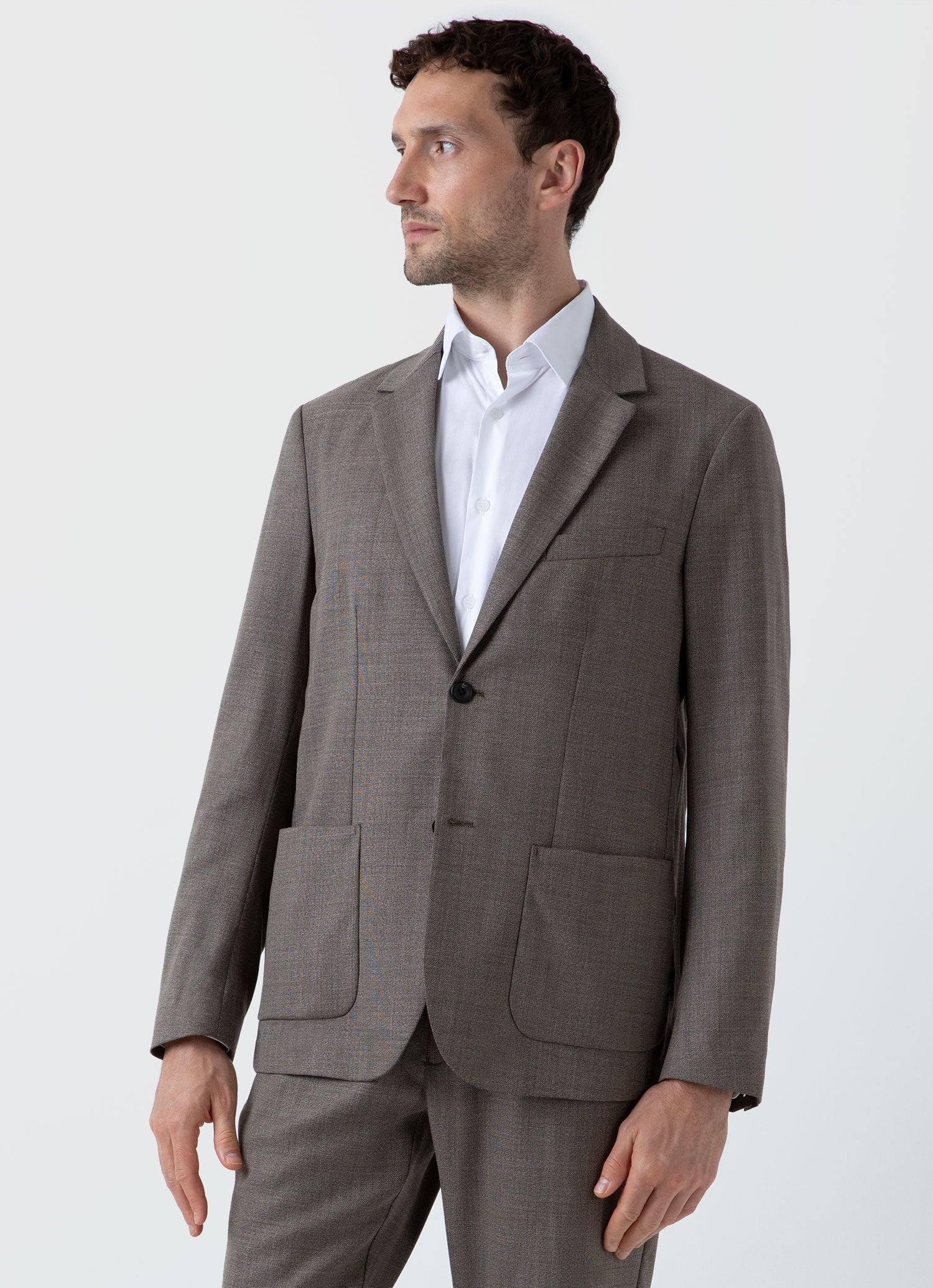 Stone ダークグレー カジュアルジャケット Men's Travel Wool Blazer in Dark Stone Melange | Sunspel