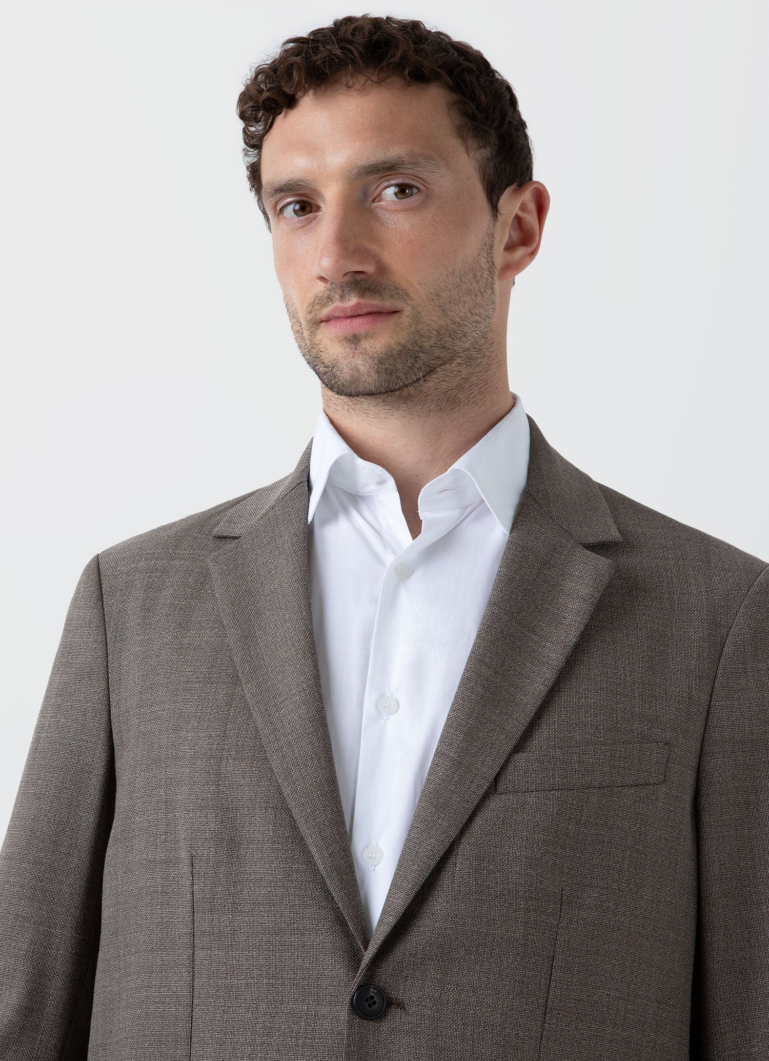 Men's Travel Wool Blazer in Dark Stone Melange | Sunspel