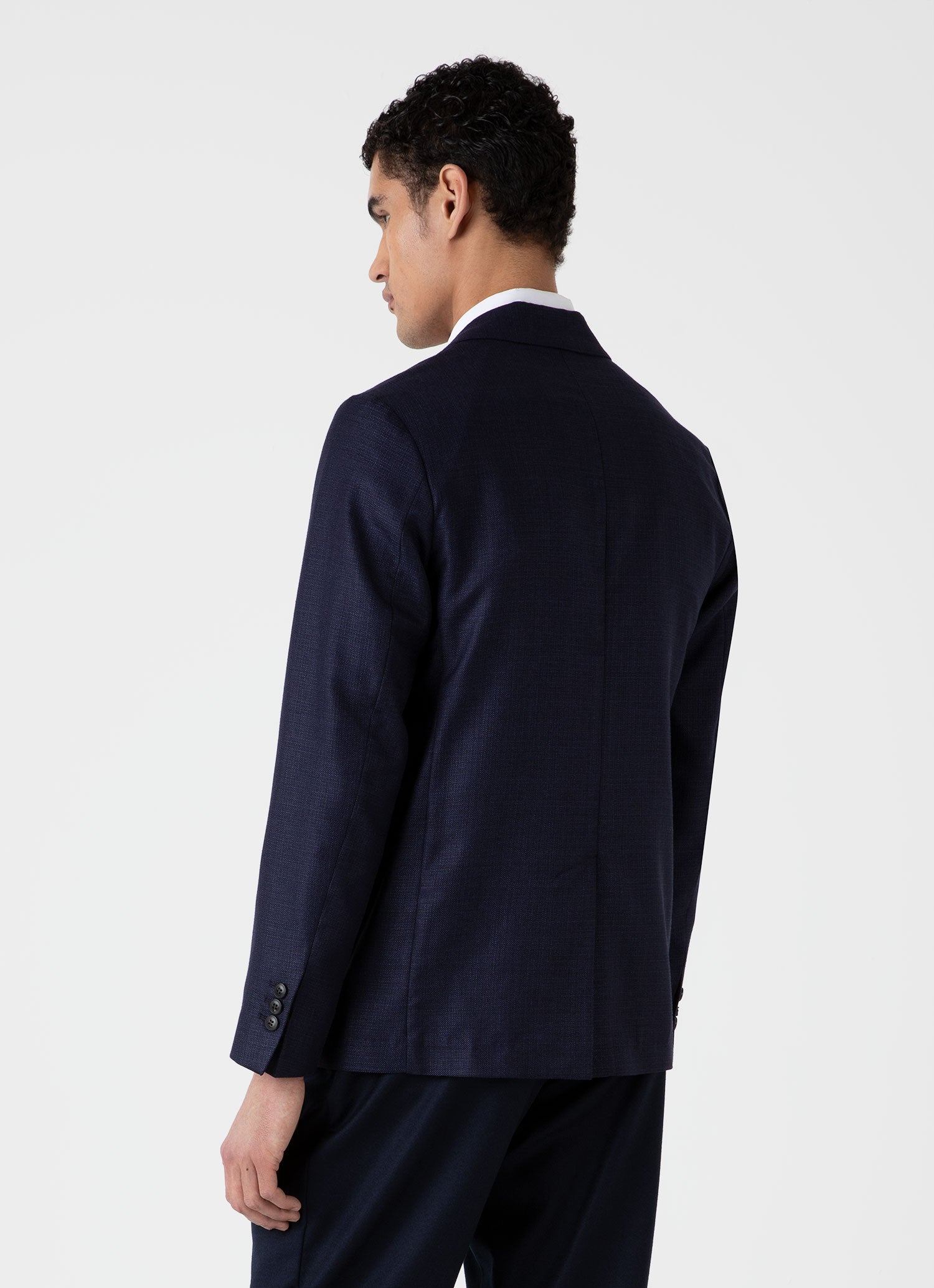 Men's Silk Linen Wool Blazer in Navy | Sunspel