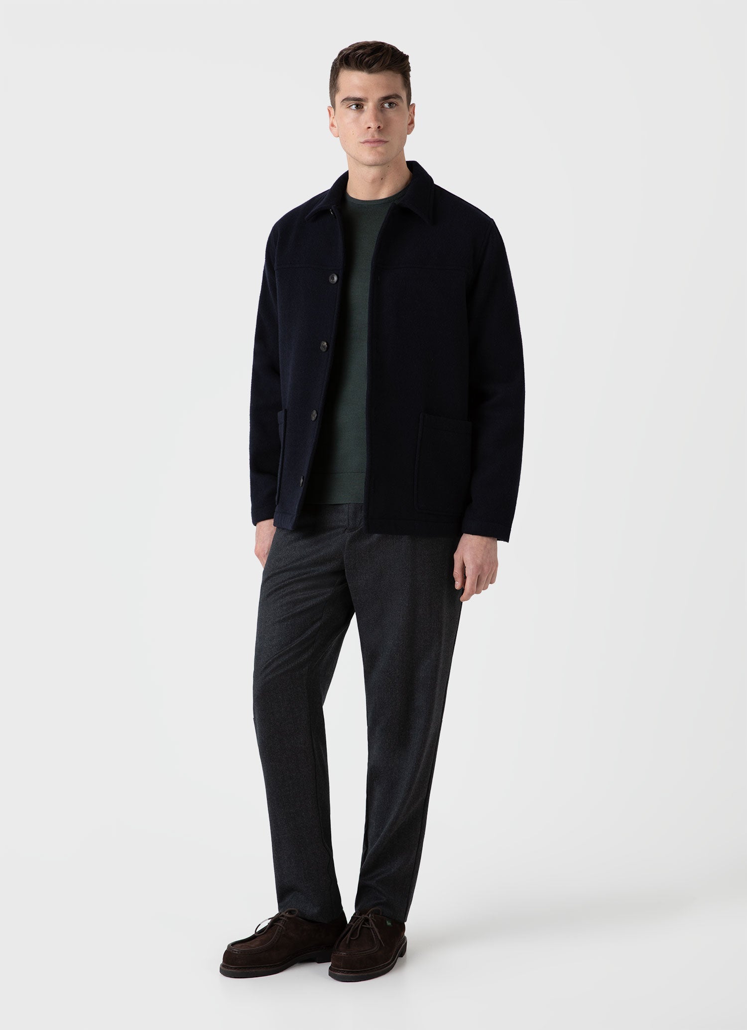 Men's Double Faced Chore Jacket in Navy | Sunspel