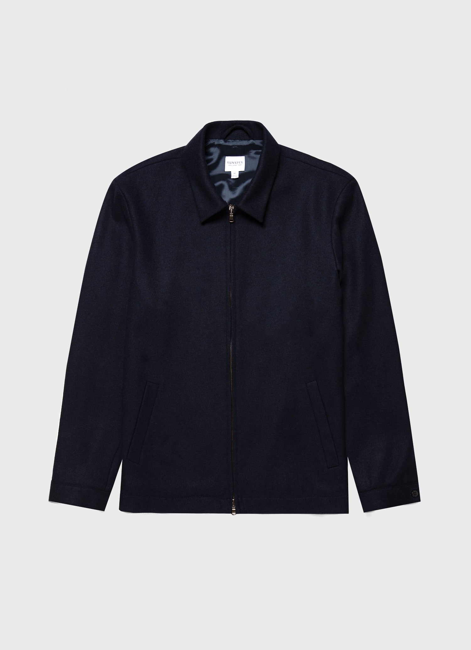 Men's Boiled Wool Zip Jacket in Navy