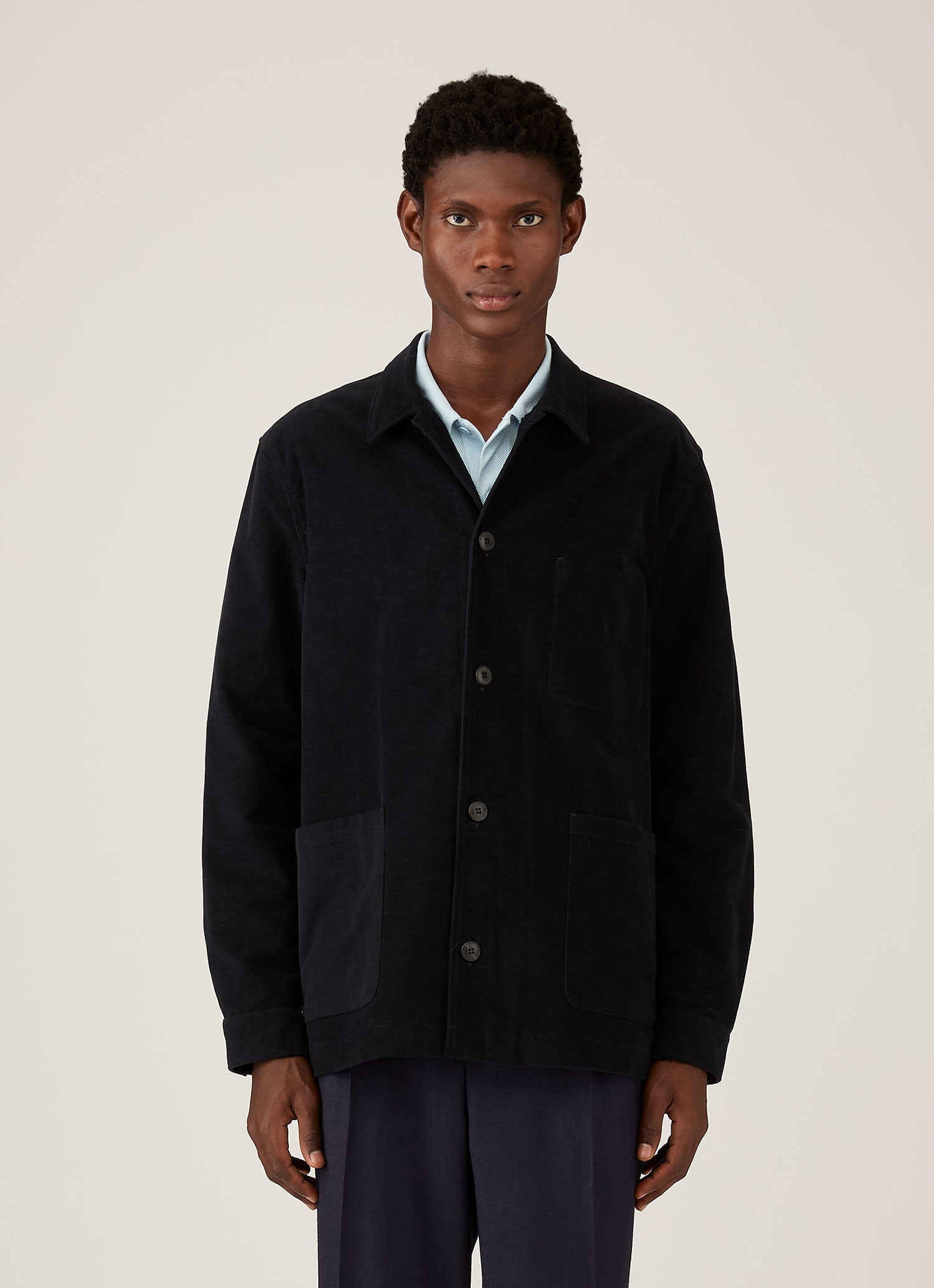 Men's Moleskin Twin Pocket Jacket in Navy | Sunspel