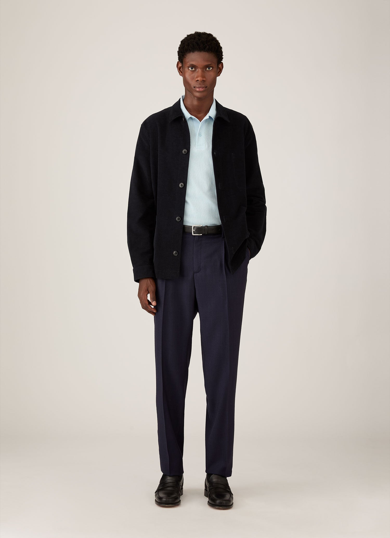 Men's Moleskin Twin Pocket Jacket in Navy | Sunspel