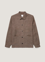 Men's Cotton Linen Twill Twin Pocket Jacket in Dark Cedar