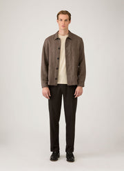 Men's Cotton Linen Twill Twin Pocket Jacket in Dark Cedar