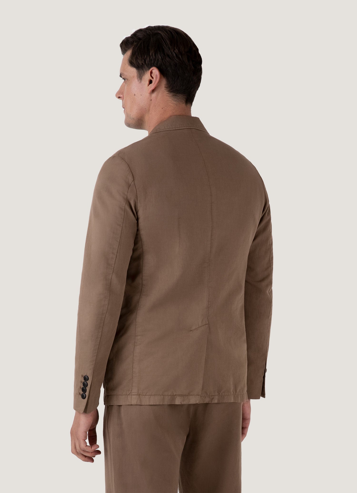 Men's Cotton Linen Blazer in Dark Tan