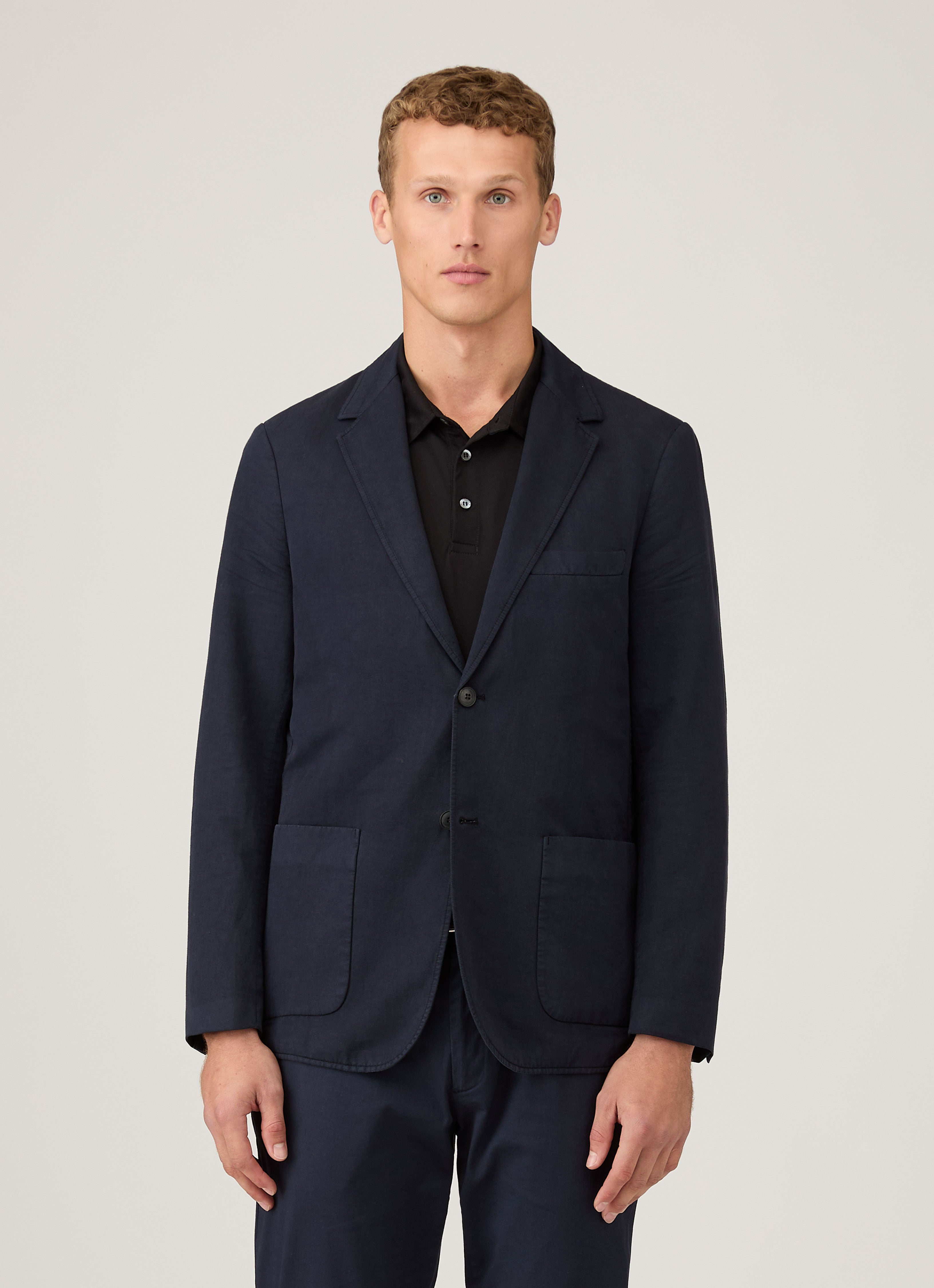 Men's Cotton Linen Blazer in Navy | Sunspel