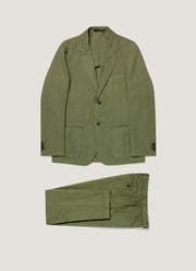 Men's Cotton Linen Two-Piece Suit in Deep Olive