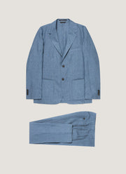 Men's Linen Two-Piece Suit in Soft Denim Melange