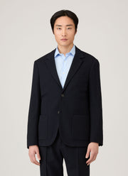 Men's Textured Wool Blazer in Navy
