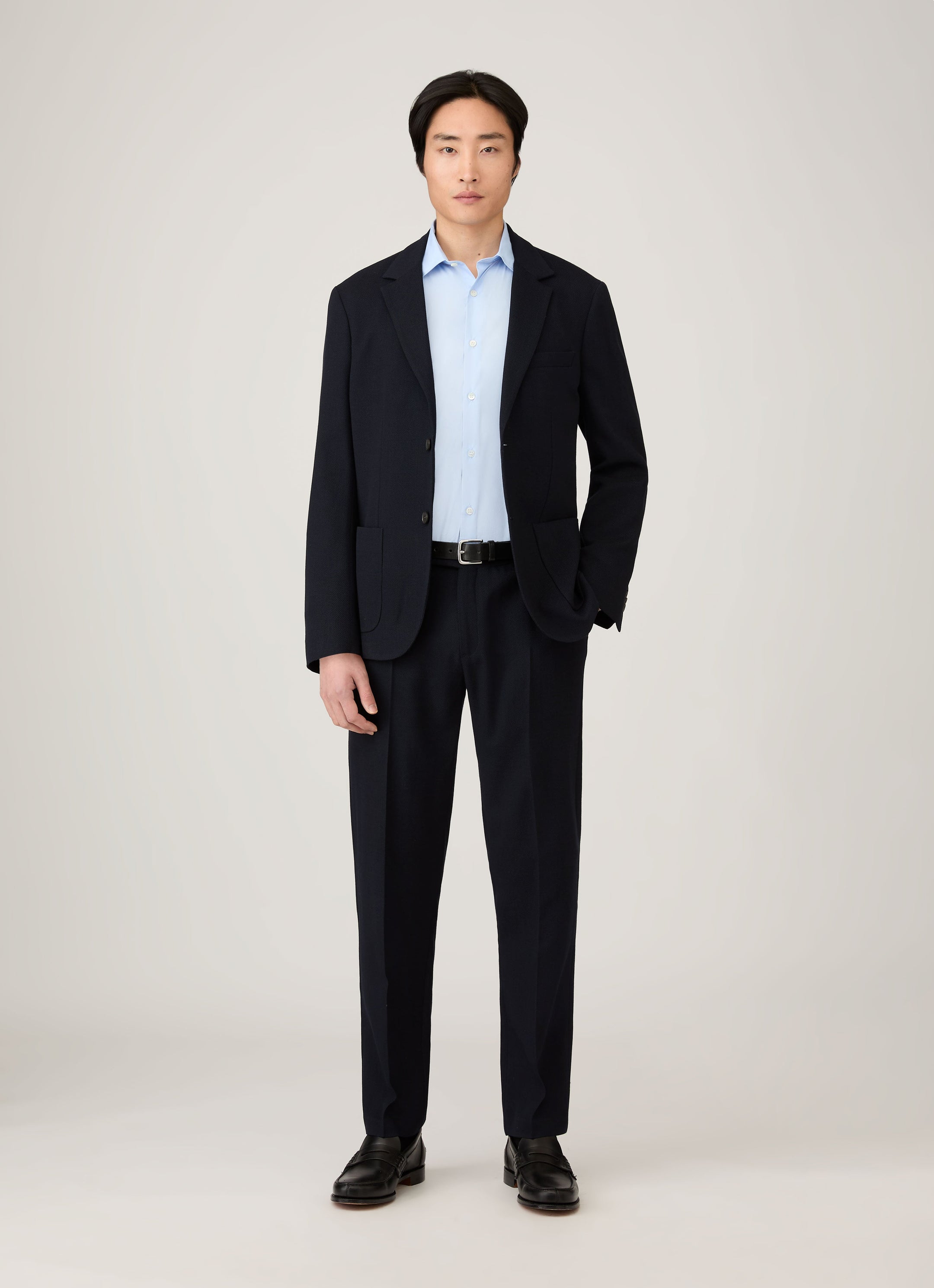 Men's Textured Wool Blazer in Navy