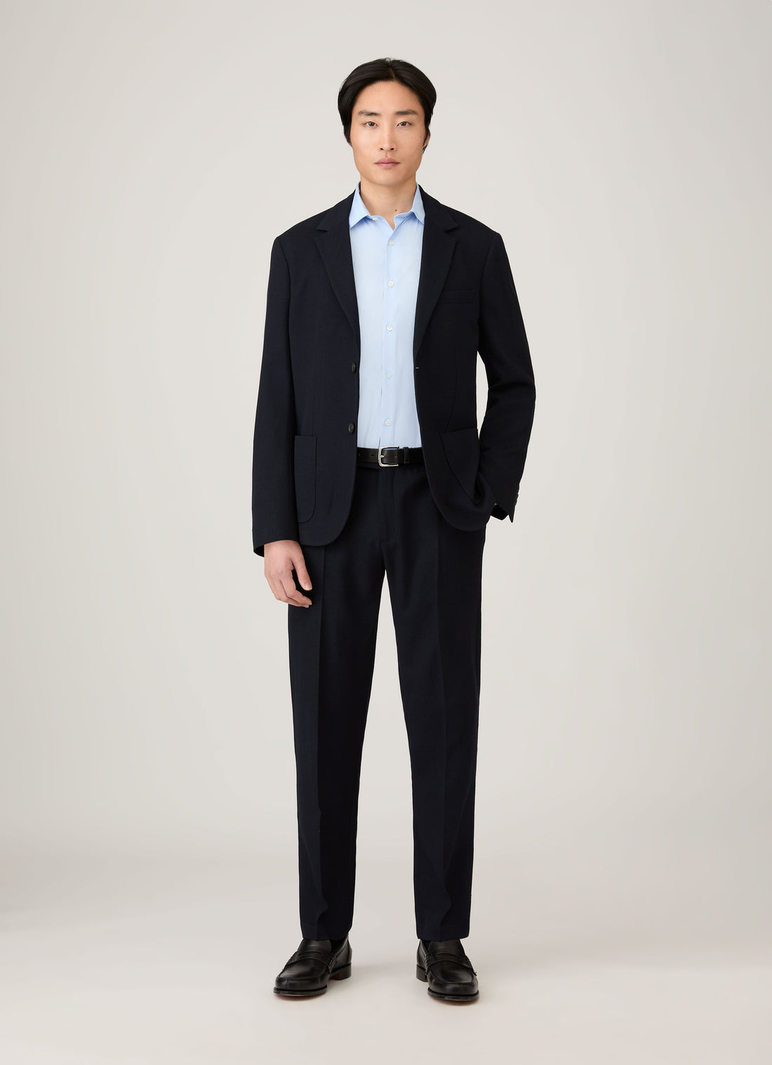 Men's Textured Wool Two-Piece Suit in Navy