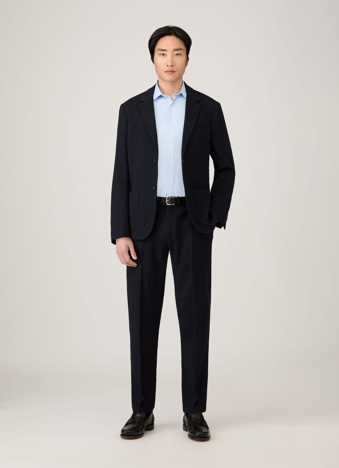 Men's Textured Wool Two-Piece Suit in Navy
