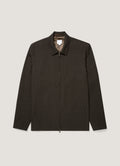 Men's Light Textured Wool Harrington Jacket in Truffle