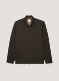 Men's Light Textured Wool Harrington Jacket in Truffle