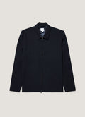 Men's Light Textured Wool Harrington Jacket in Navy