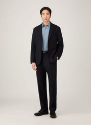 Men's Boiled Wool Blazer in Navy