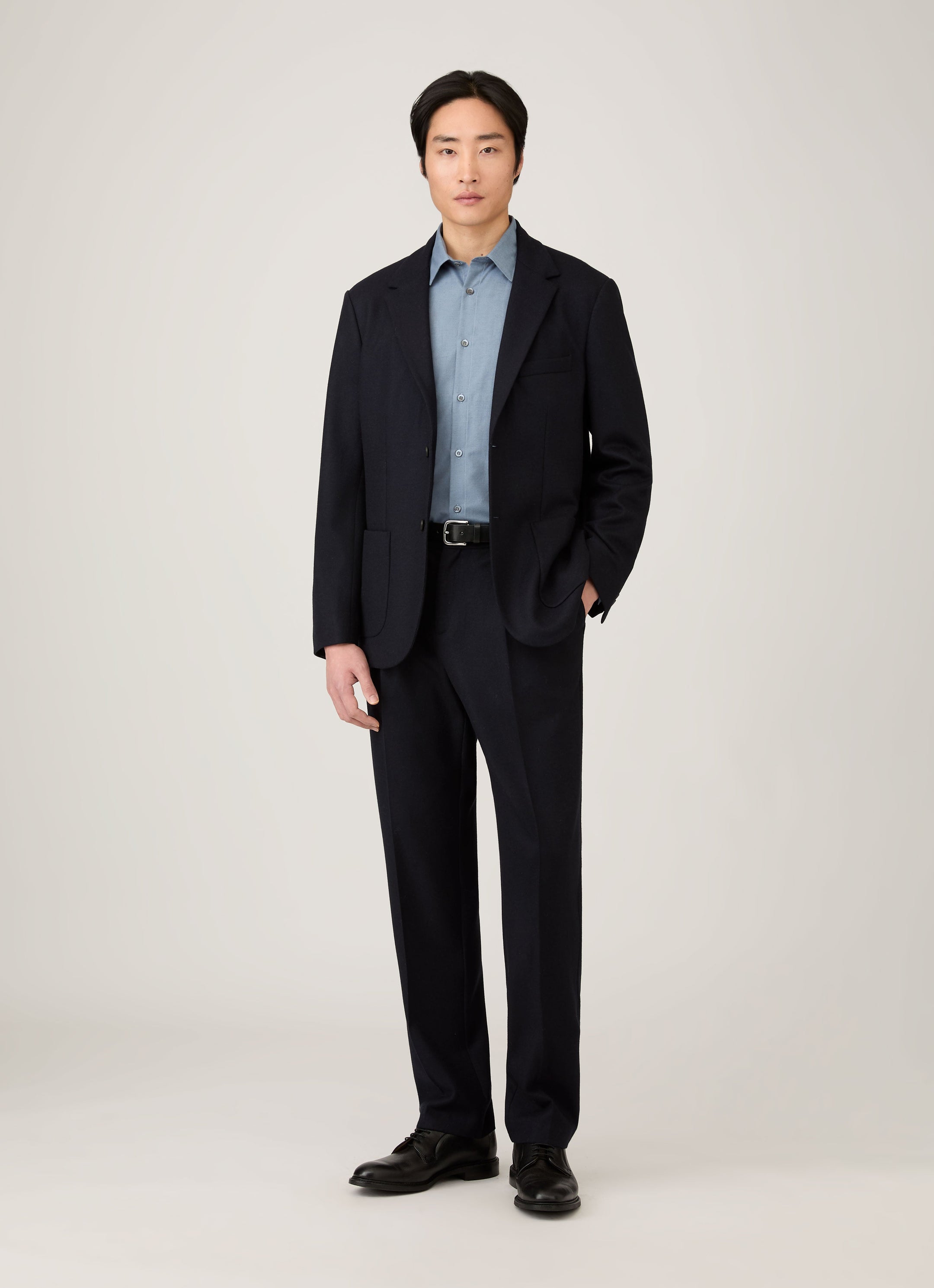 Men's Boiled Wool Blazer in Navy