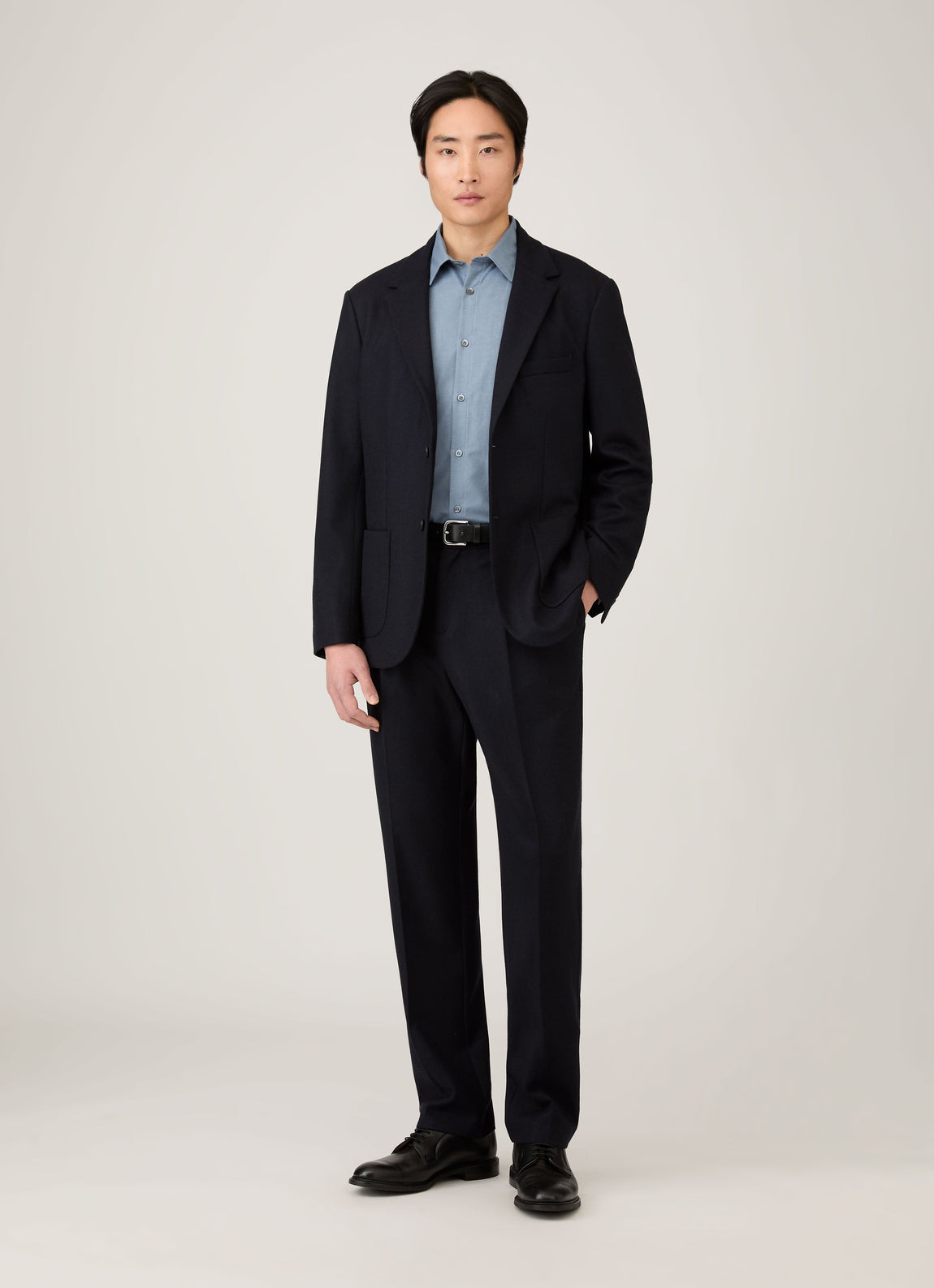 Men's Boiled Wool Two-Piece Suit in Navy