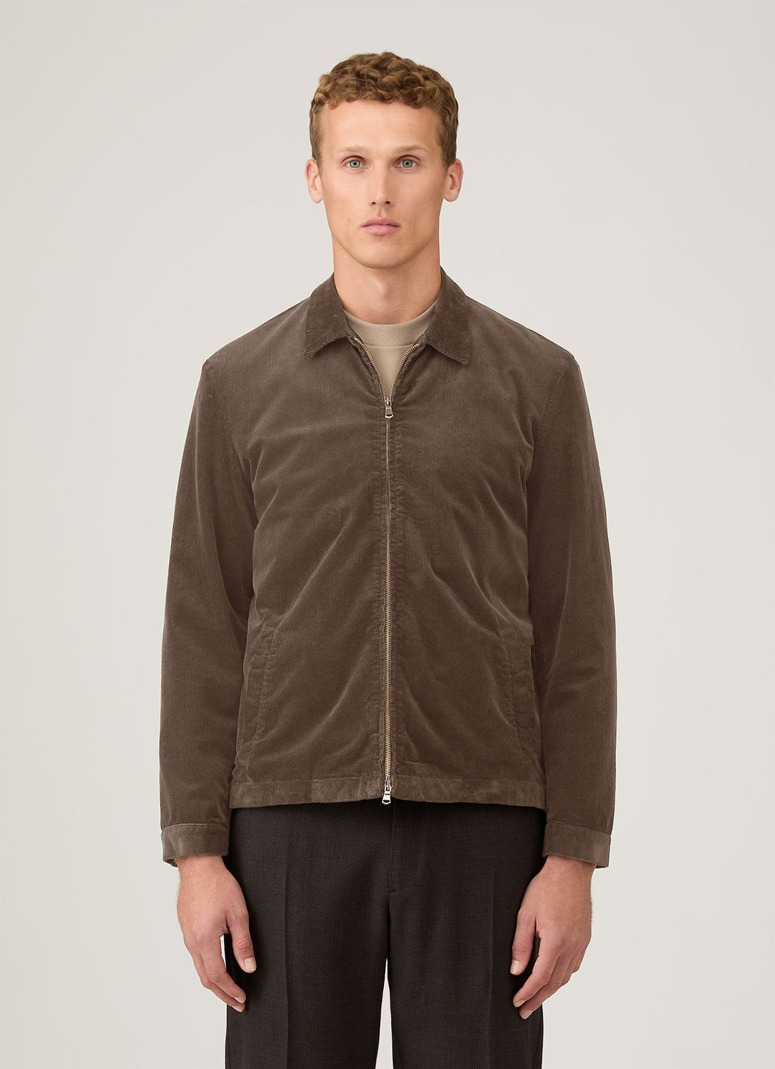 Men's Corduroy Harrington Jacket in Bark