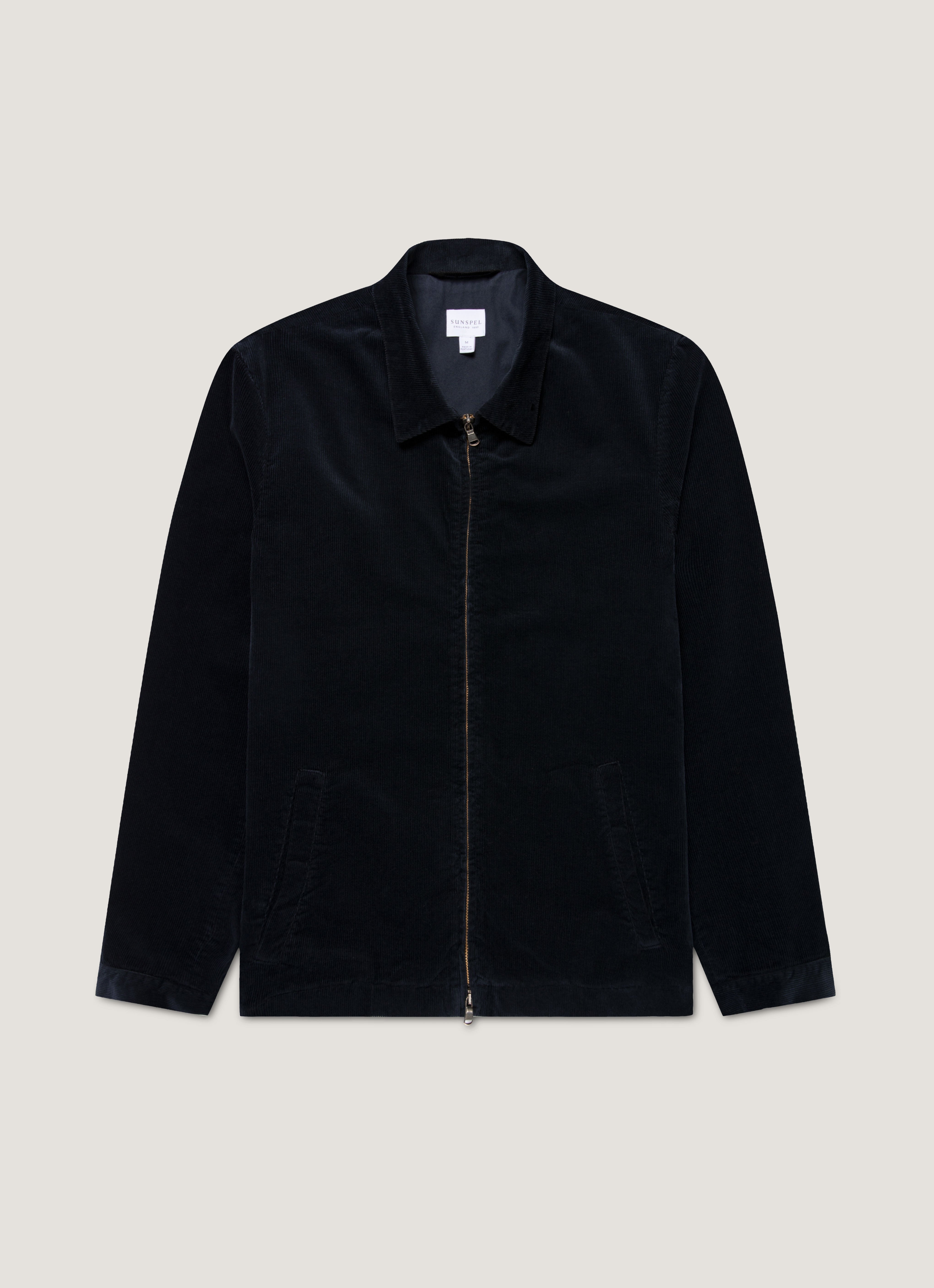 Men's Corduroy Harrington Jacket in Navy | Sunspel