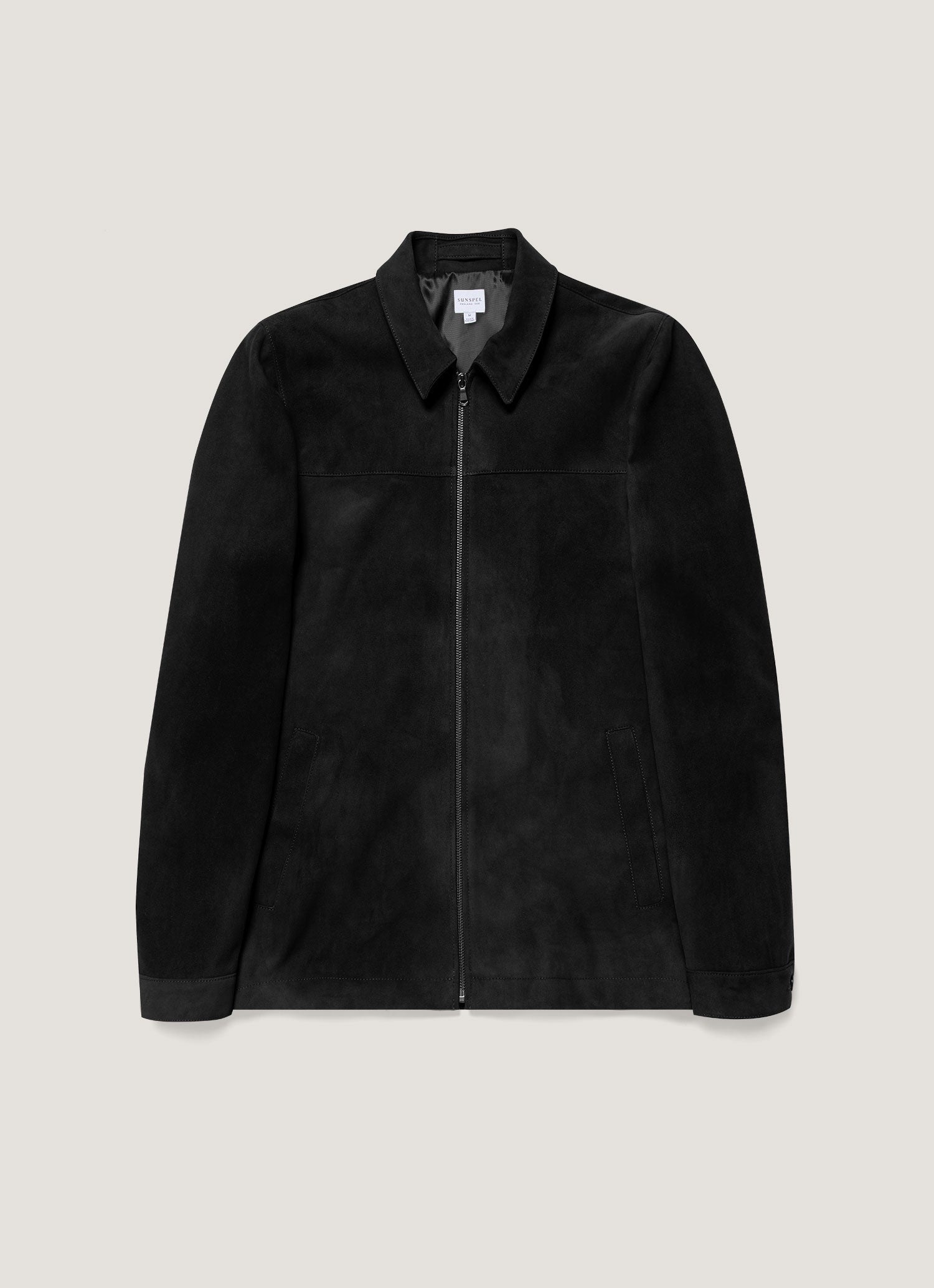 Men's Suede Harrington Jacket in Black | Sunspel
