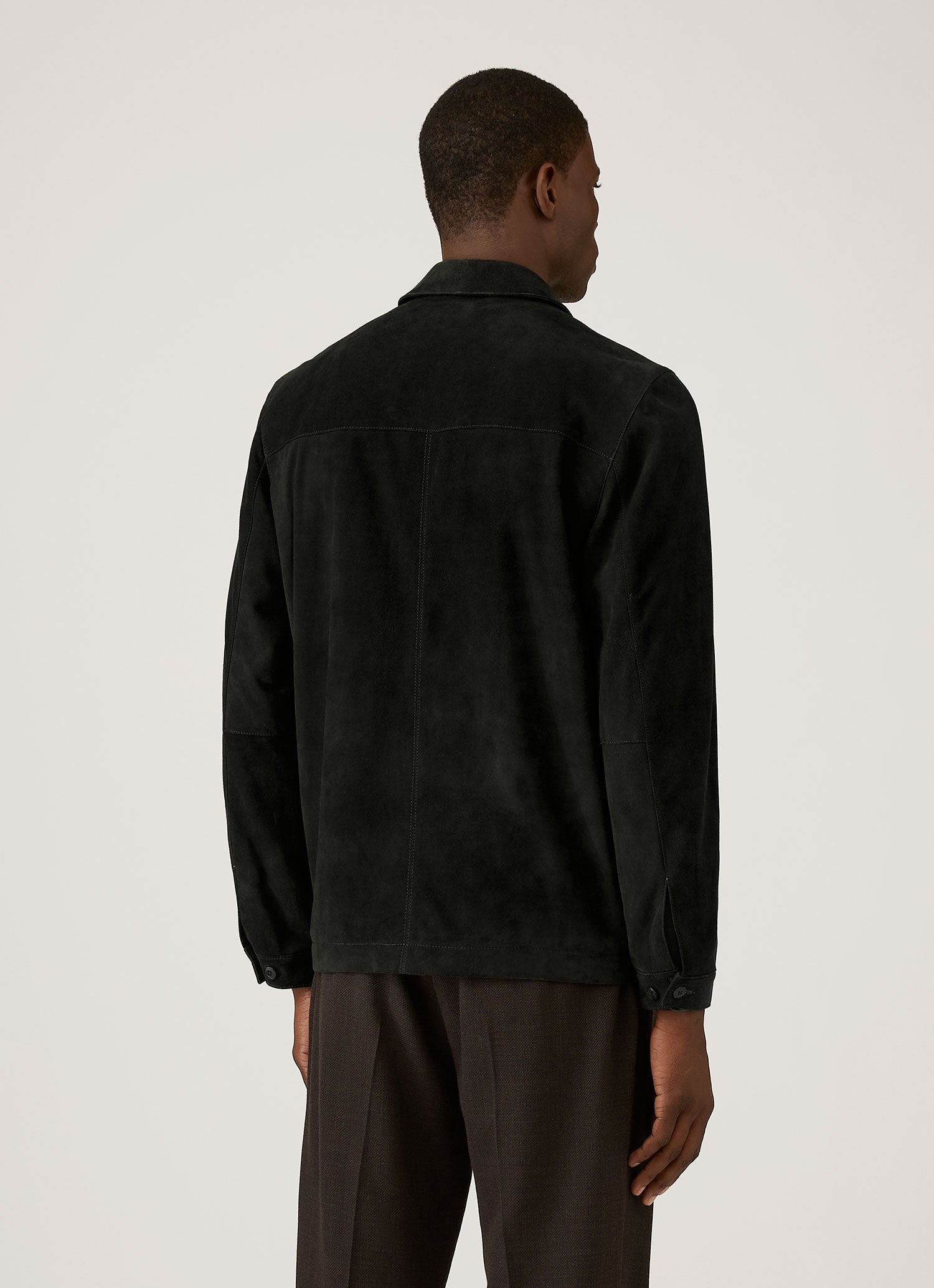 Men's Suede Harrington Jacket in Black | Sunspel