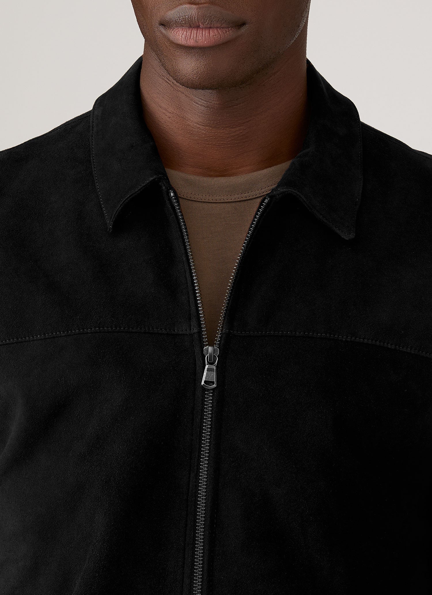 Men's Suede Harrington Jacket in Black | Sunspel