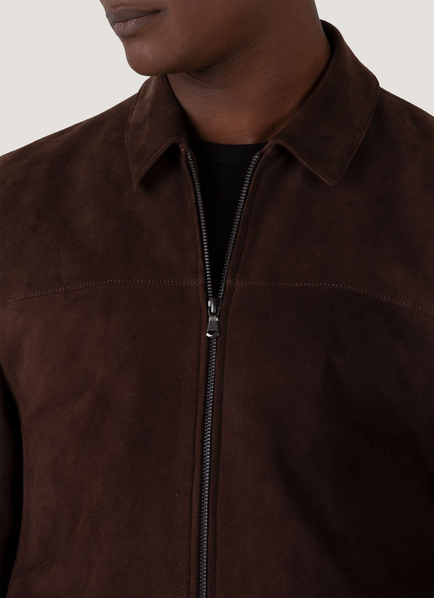 Men's Suede Harrington Jacket in Cocoa | Sunspel