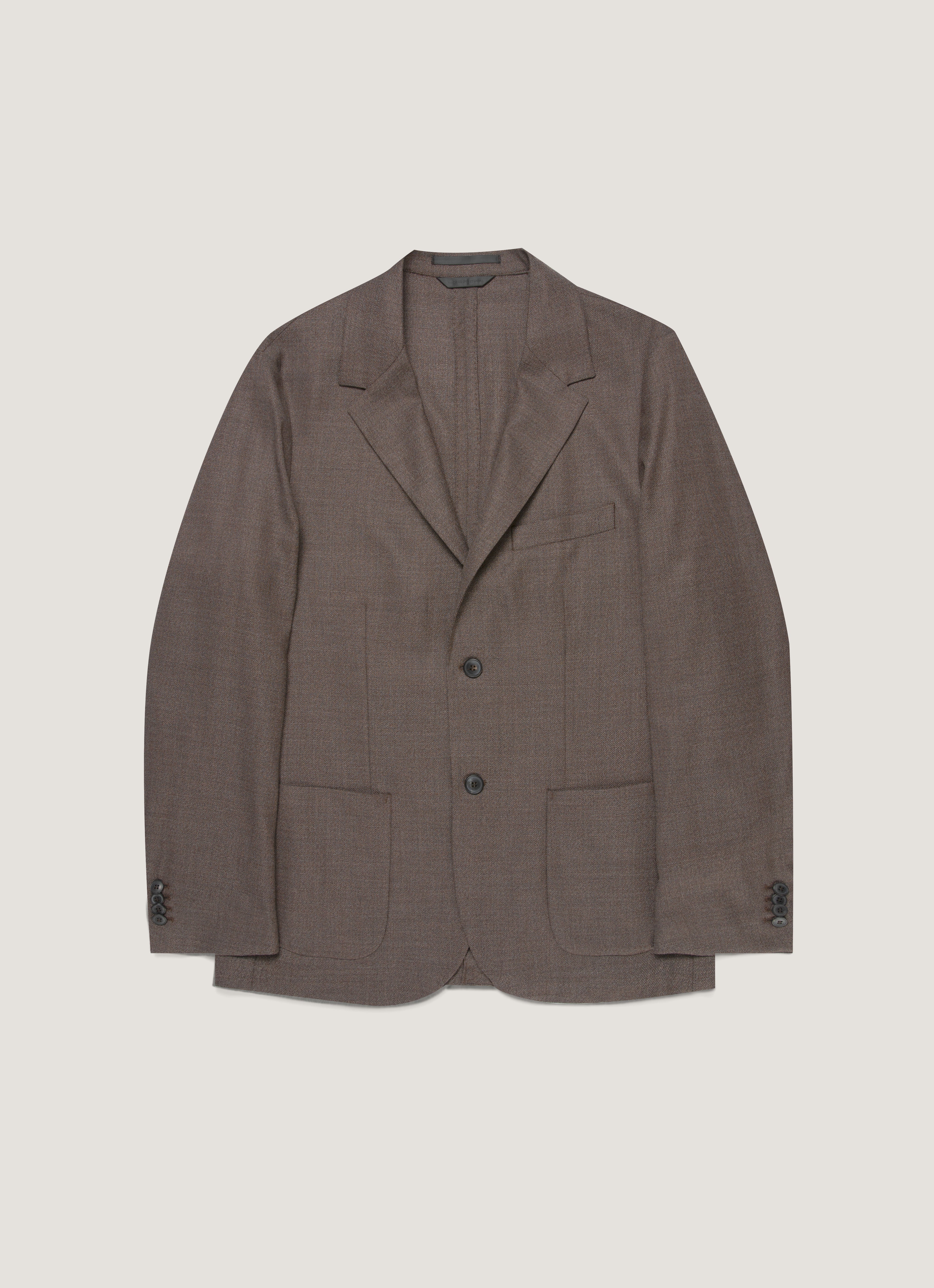 Men's Lightweight Travel Wool Blazer in Light Coffee Melange | Sunspel